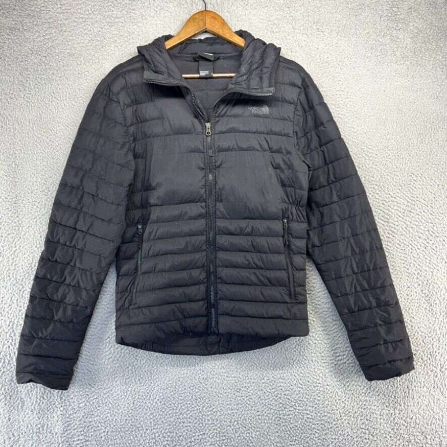 image of The North Face Jacket Men's Small Black Full Zip Puffer Hooded Lightweight Down in White