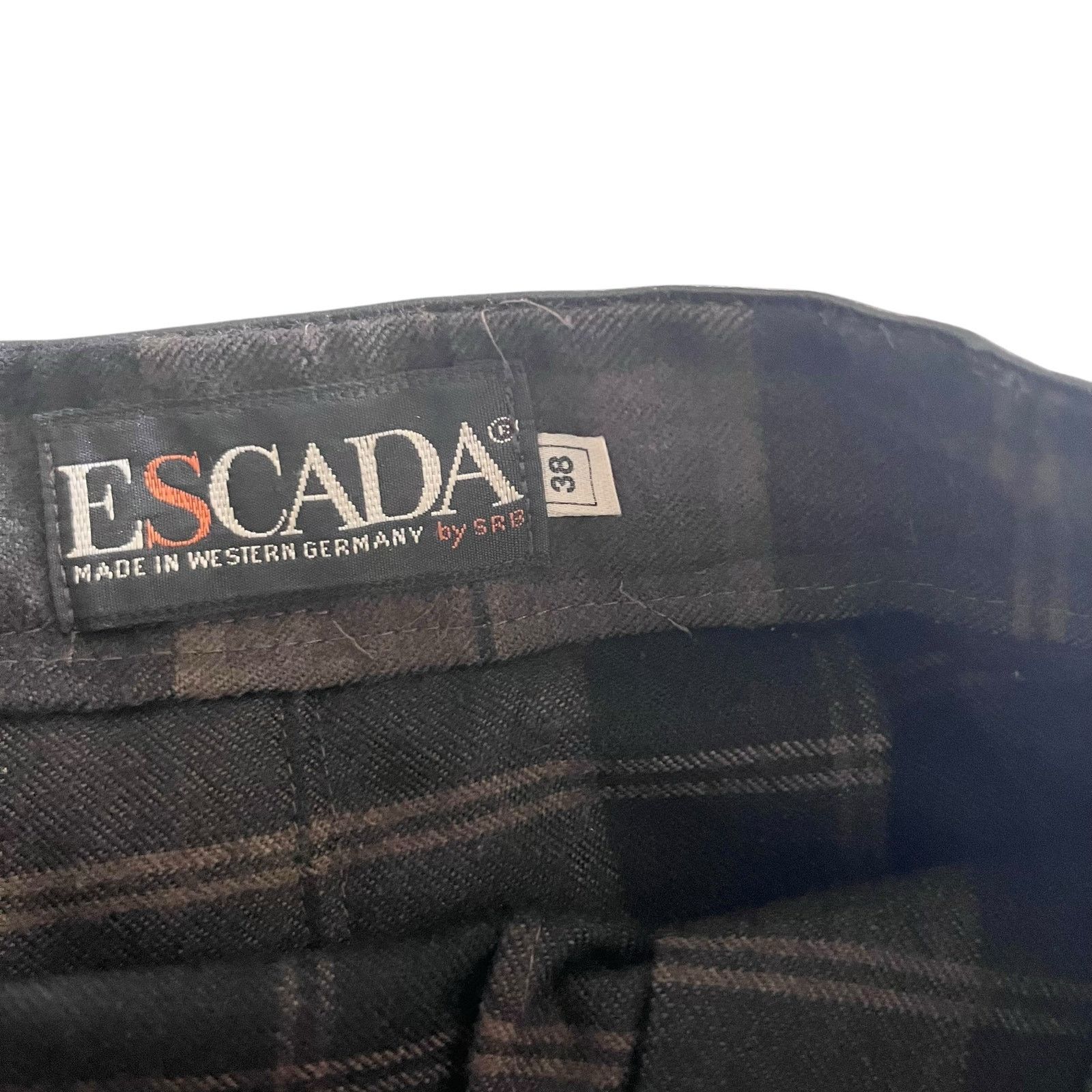 Escada Escada Brown Black Plaid Wool Leather Belt Midi Kilt Skirt Size 27" / US 4 / IT 40 - 2 Thumbnail