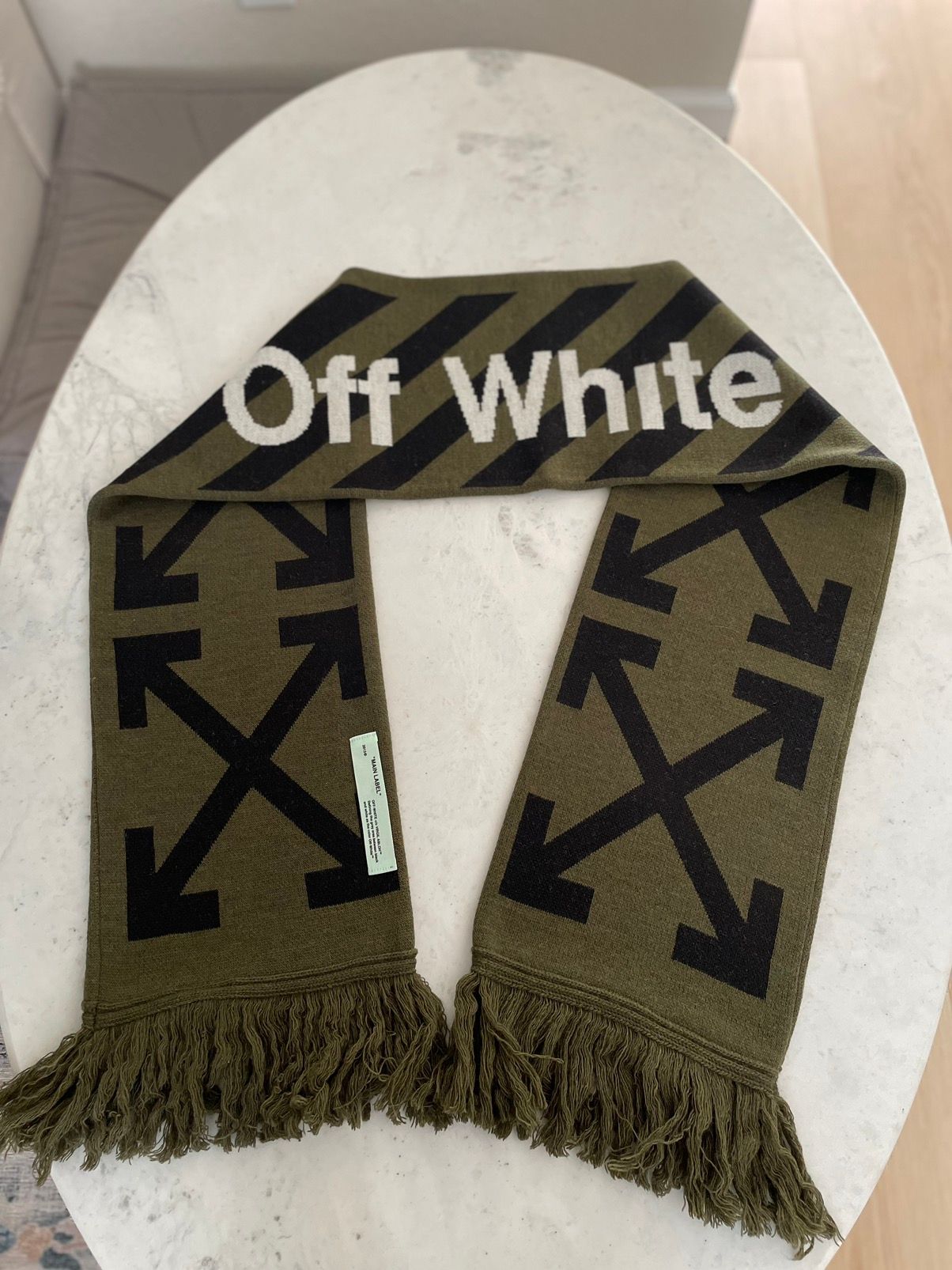 Pre-owned Off White X Virgil Abloh Off-white C/o Virgil Abloh Arrows Scarf (ss19) Green