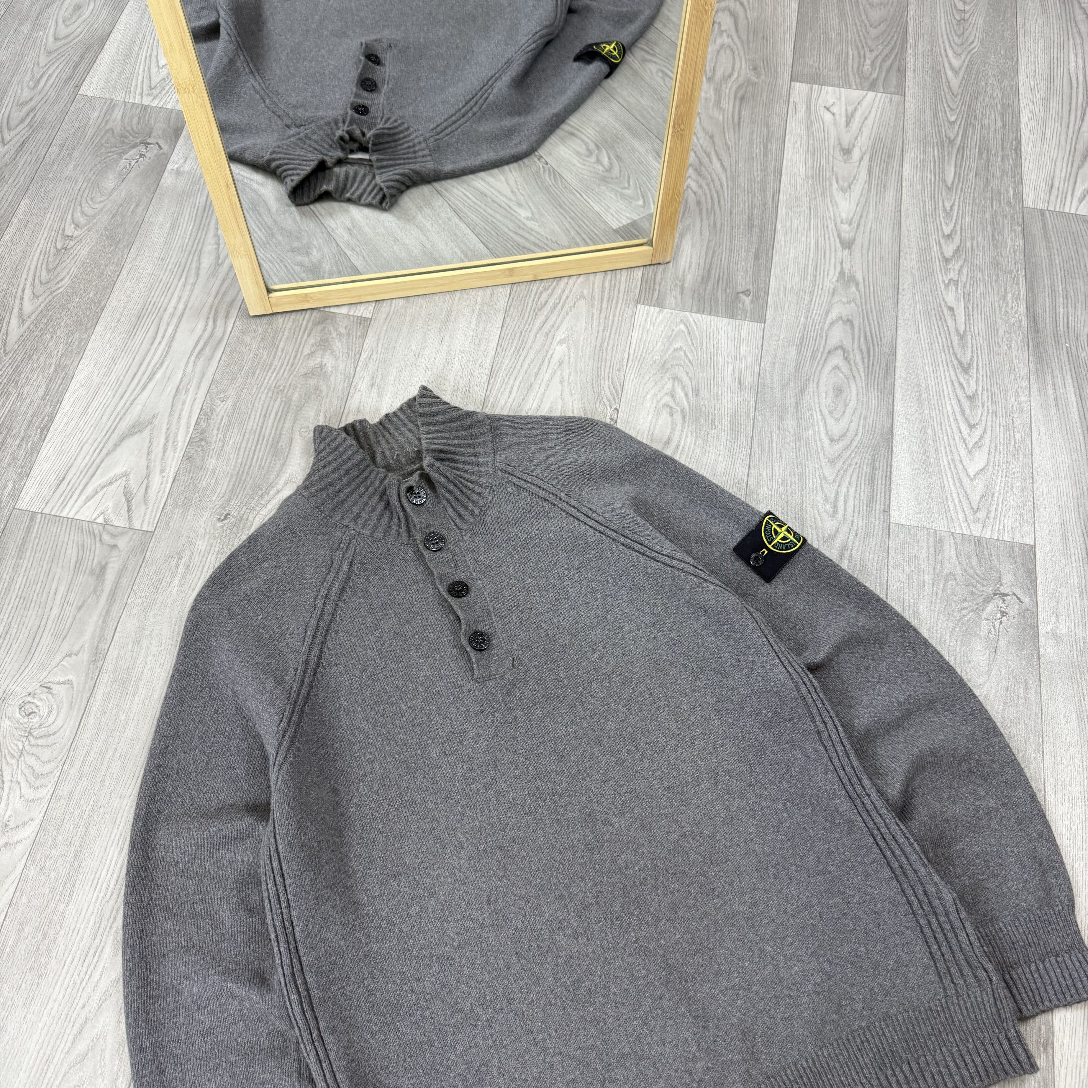 Stone Island Stone Island Wool Half Zip Button Grey Knit Sweater Size US XL / EU 56 / 4 - 6 Thumbnail