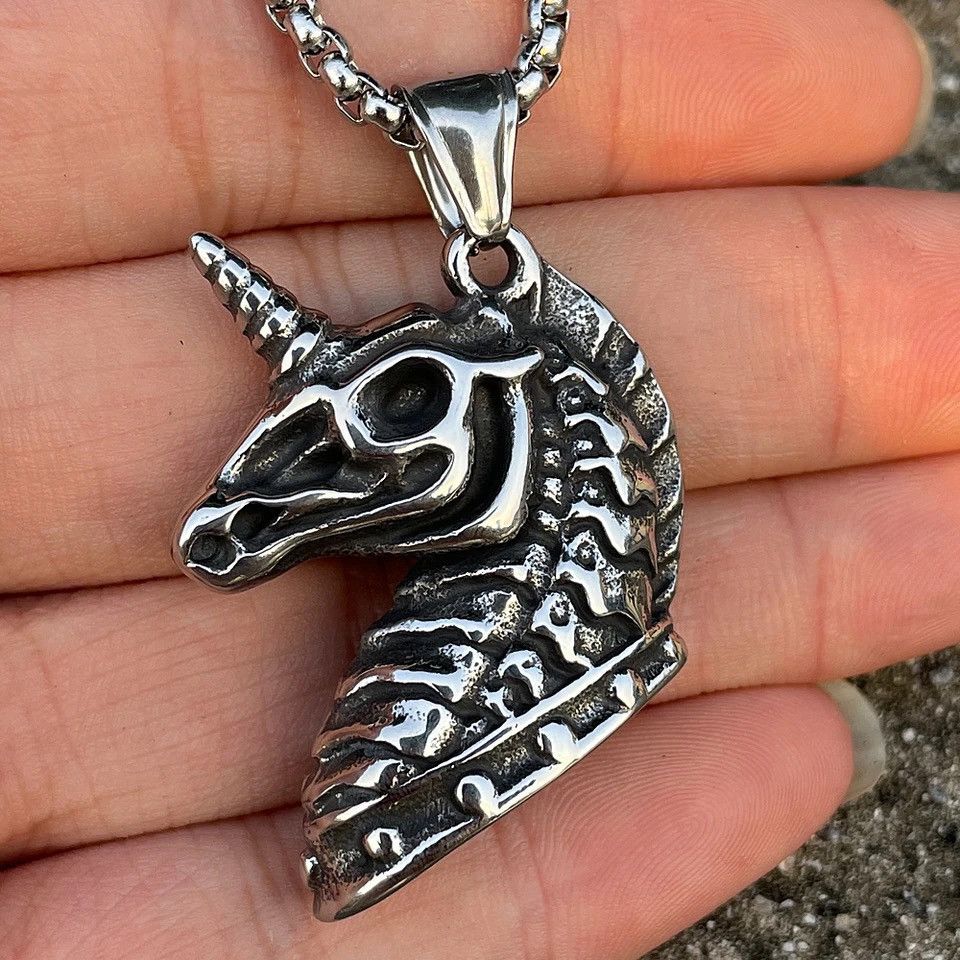 Jewelry × Vintage Unique Skull Horse Unicorn Pendant Necklace Size ONE SIZE - 1 Thumbnail