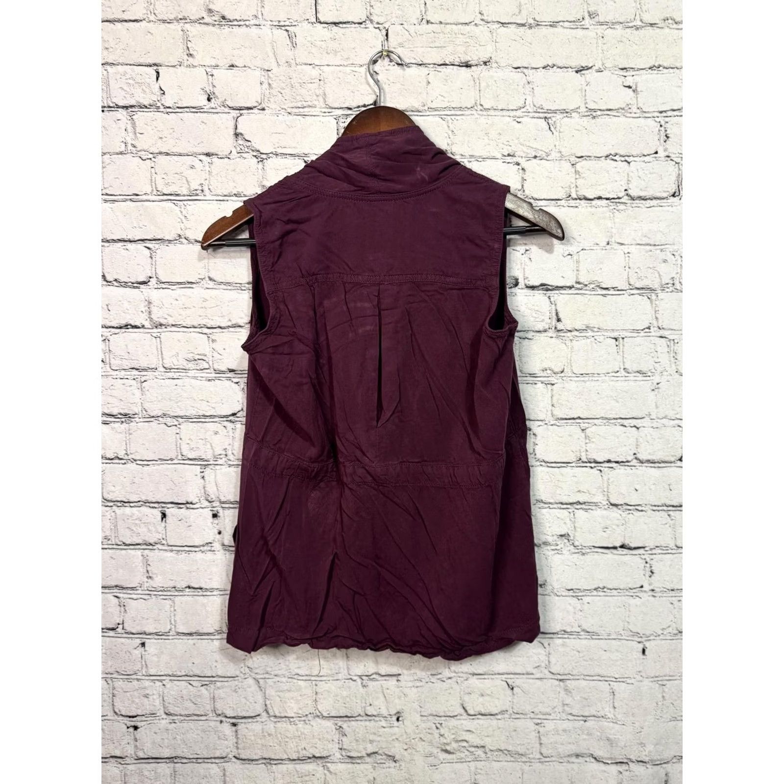 Vintage Allard State Women's Sleeveless cardigan S Red Cowl Neck Casual Sweater Vest, Regular, Solid, Lightweight, Layering, Size S, Womens Size S / US 4 / IT 40 - 2 Thumbnail