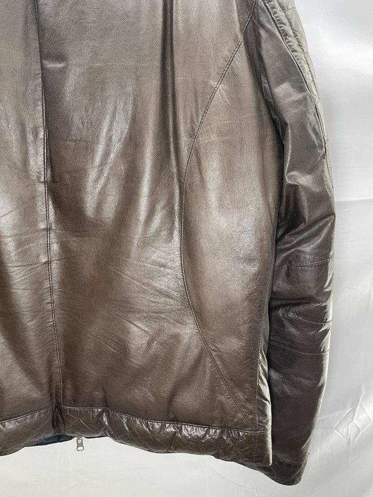 Brunello Cucinelli BRUNELLO CUCINELLI Brown Leather Nylon Blue Bomber Jacket Size US L / EU 52-54 / 3 - 15 Thumbnail