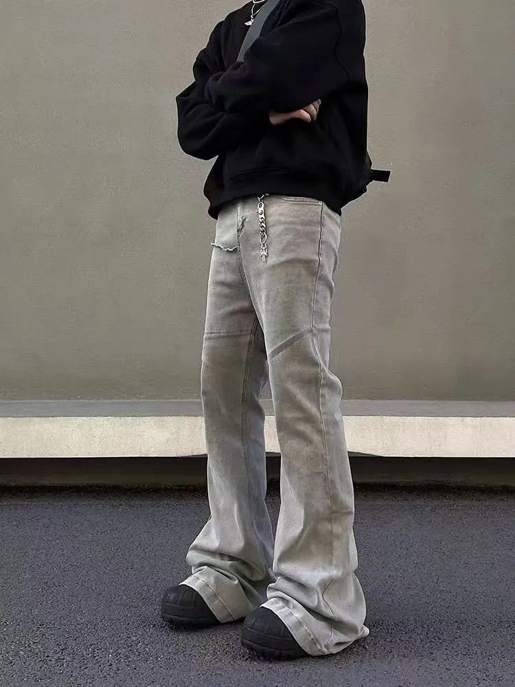 Japanese Brand High Street Gray Straight Micro Flared Jeans Size US 32 / EU 48 - 4 Thumbnail
