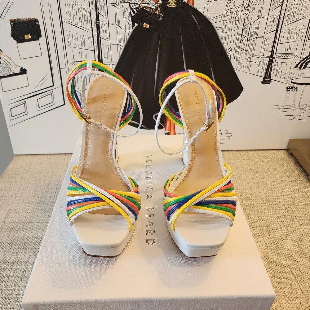 Designer Veronica Beard Fletcher Multi-Colored Sandals Size US 10 / IT 40 - 3 Thumbnail