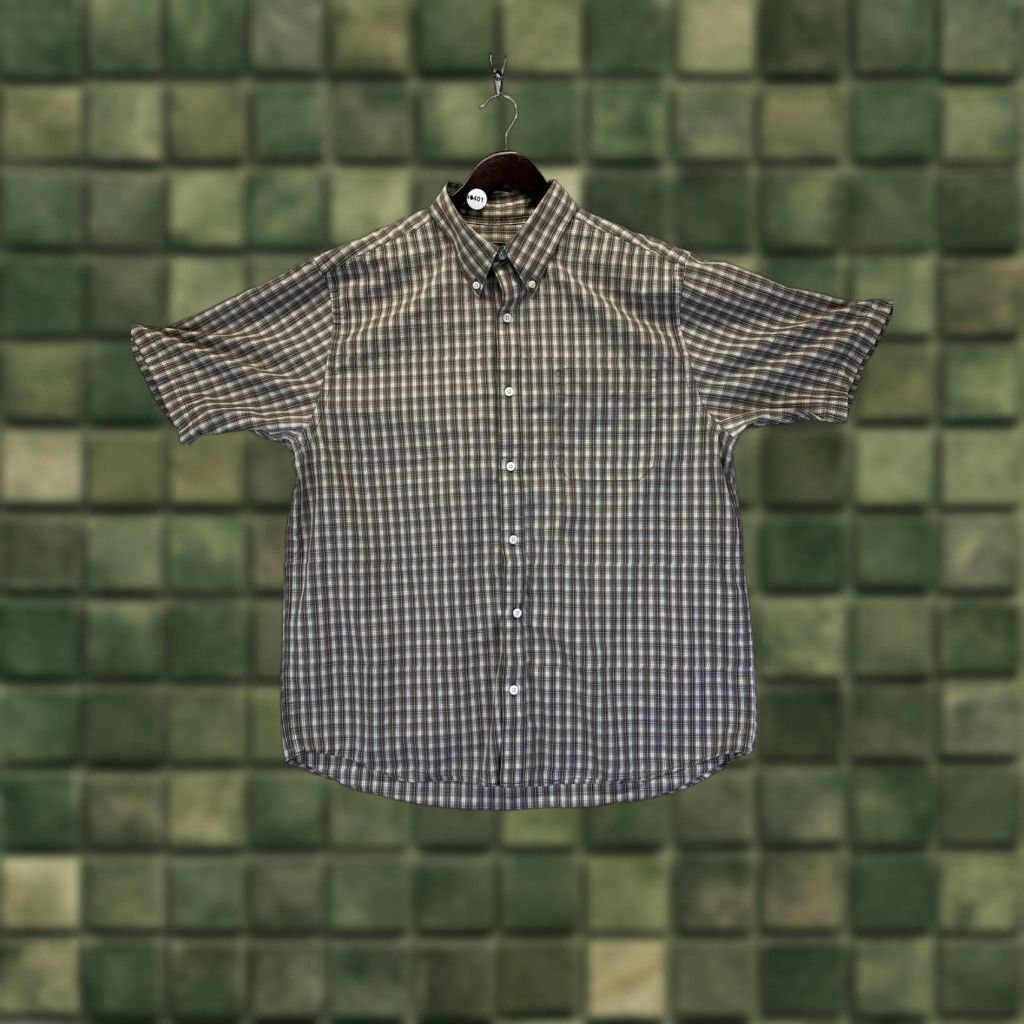 Eddie Bauer Eddie Bauer Shirt Collar Button-Down Short Sleeve Plaid Green Relaxed Fit L Mens Size US L / EU 52-54 / 3 - 1 Thumbnail