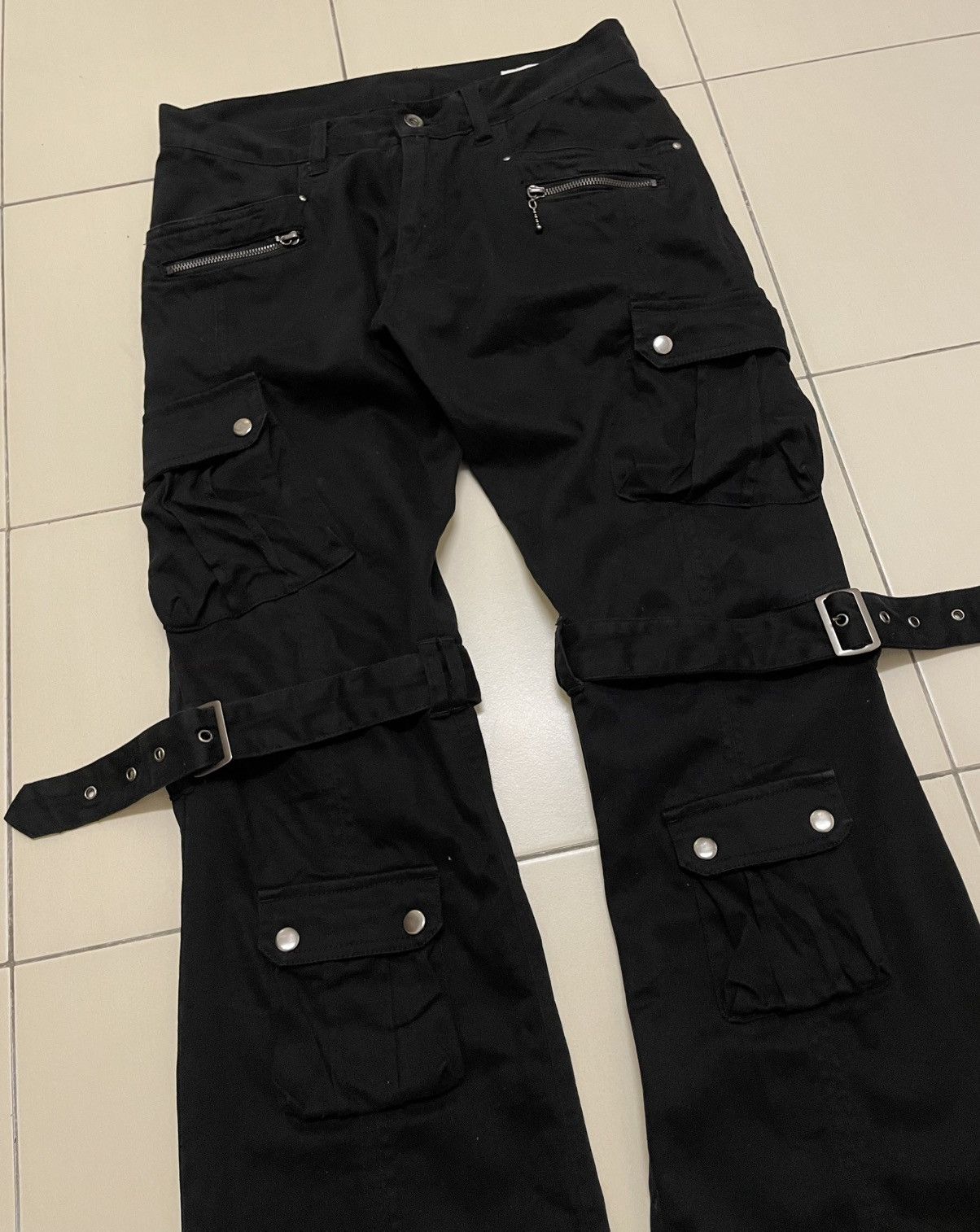 Japanese Brand Semantic Design Cargo Strap Bondage Flare Pants Size US 32 / EU 48 - 2 Thumbnail