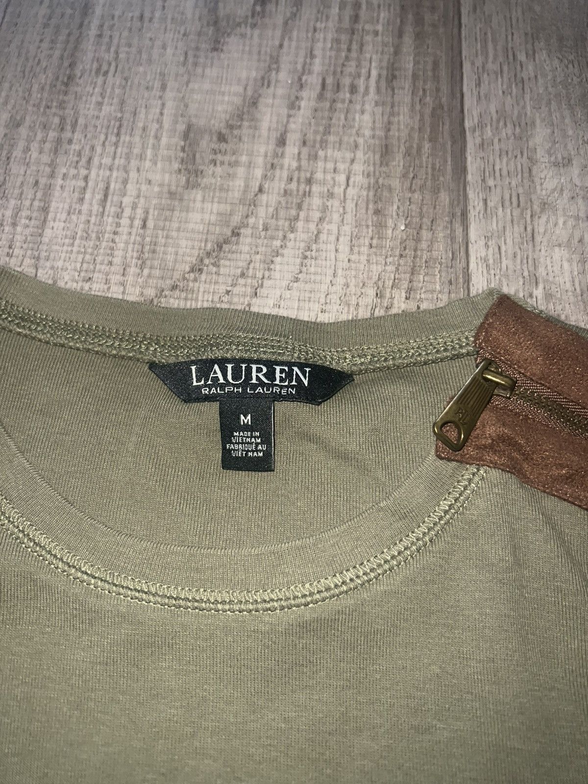 Lauren Ralph Lauren Ralph Lauren Olive Long Sleeve Top with Brown Detail M Size M / US 6-8 / IT 42-44 - 8 Thumbnail