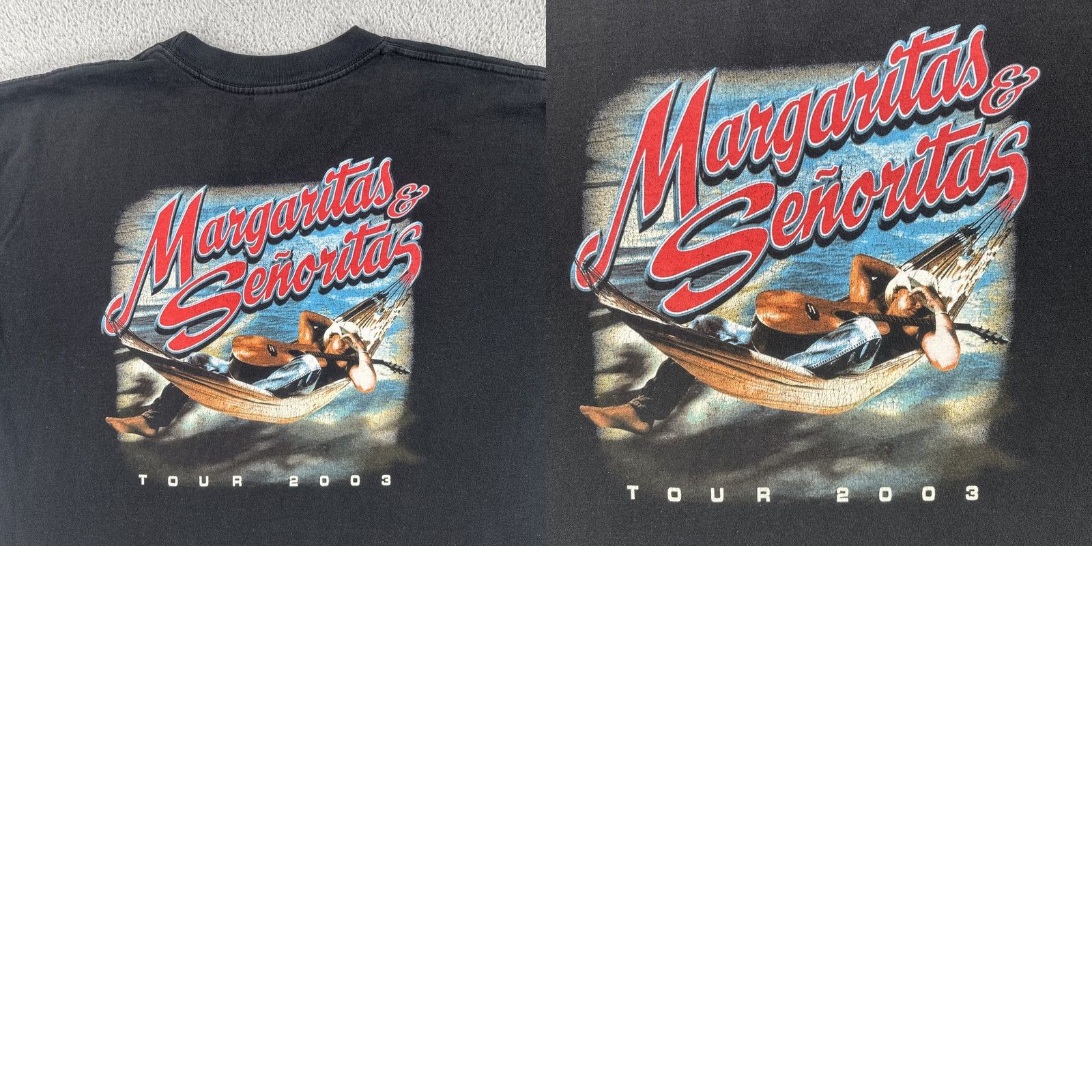 Vintage VINTAGE M&O KNITS T-Shirt Black 2XL Kenny Chesney Margaritas Señoritas 2003 Tour Cowboy Music 90s Classic Mens Size US XXL / EU 58 / 5 - 11 Thumbnail