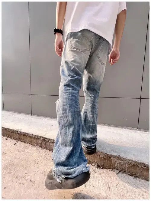 Jean faded damaged ripped flared jeans Size US 32 / EU 48 - 3 Thumbnail