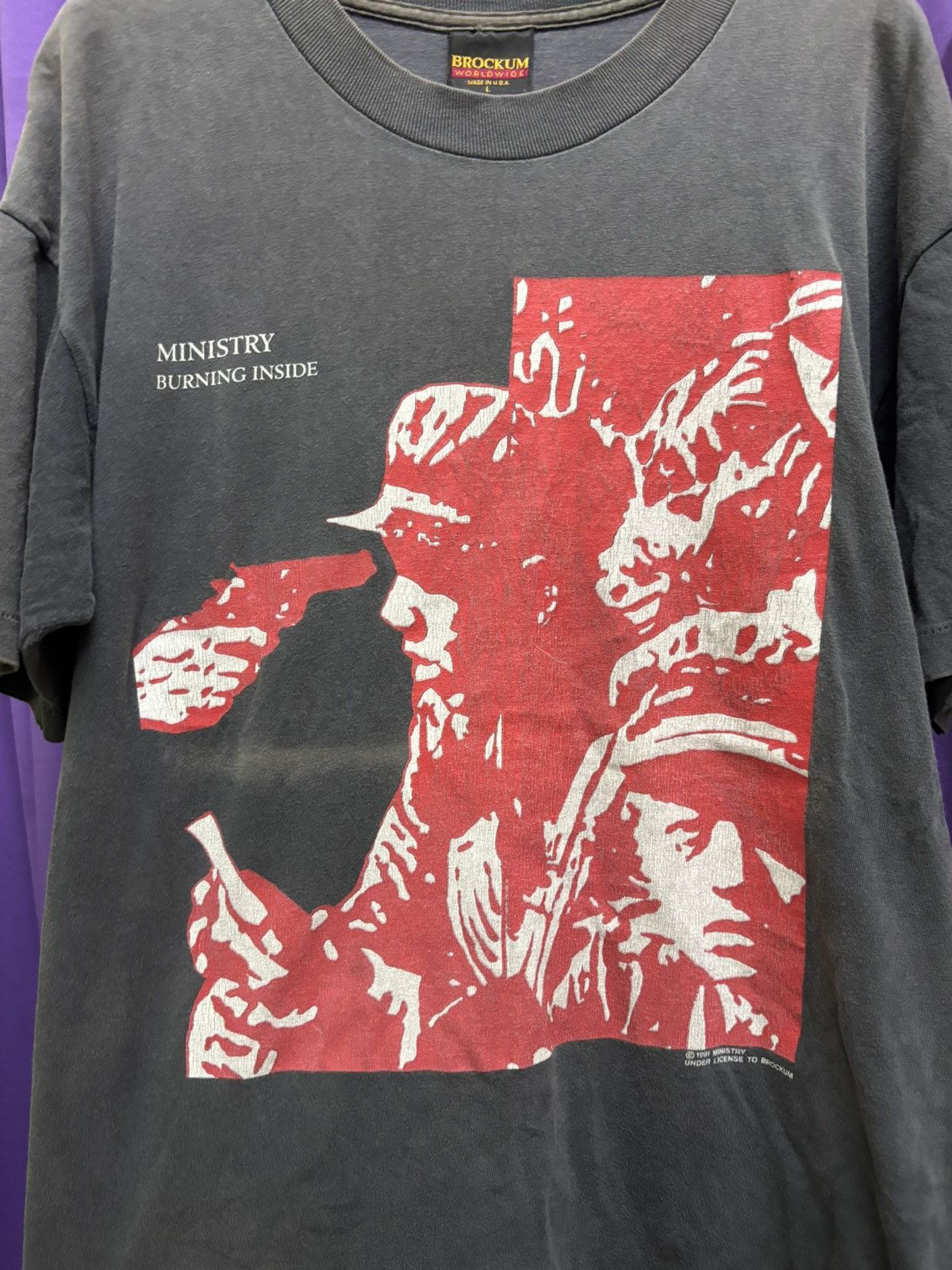 Band Tees vintage distressed sun faded ministry 1991 burning inside Size US L / EU 52-54 / 3 - 7 Thumbnail
