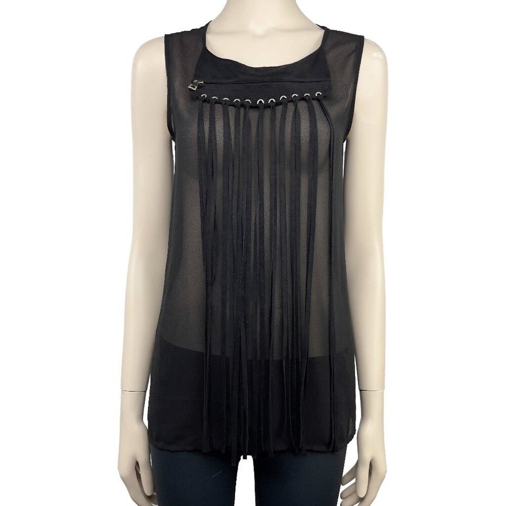 Rudsak RUDSAK Sheer Suede Gothic Rock Black Tank Top Blouse Size XS Size XS / US 0-2 / IT 36-38 - 2 Thumbnail