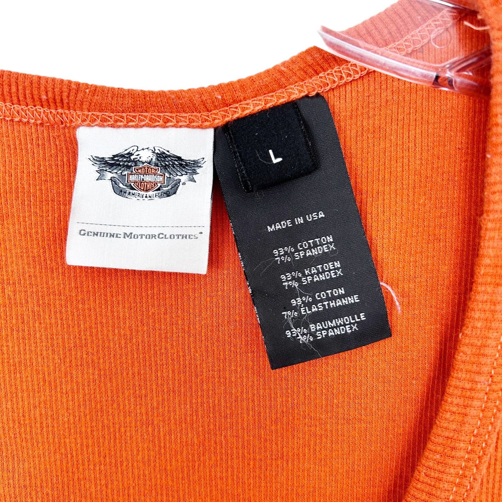 Harley Davidson Harley Davidson Orange Ribbed T Shirt Sz L Size L / US 10 / IT 46 - 2 Thumbnail