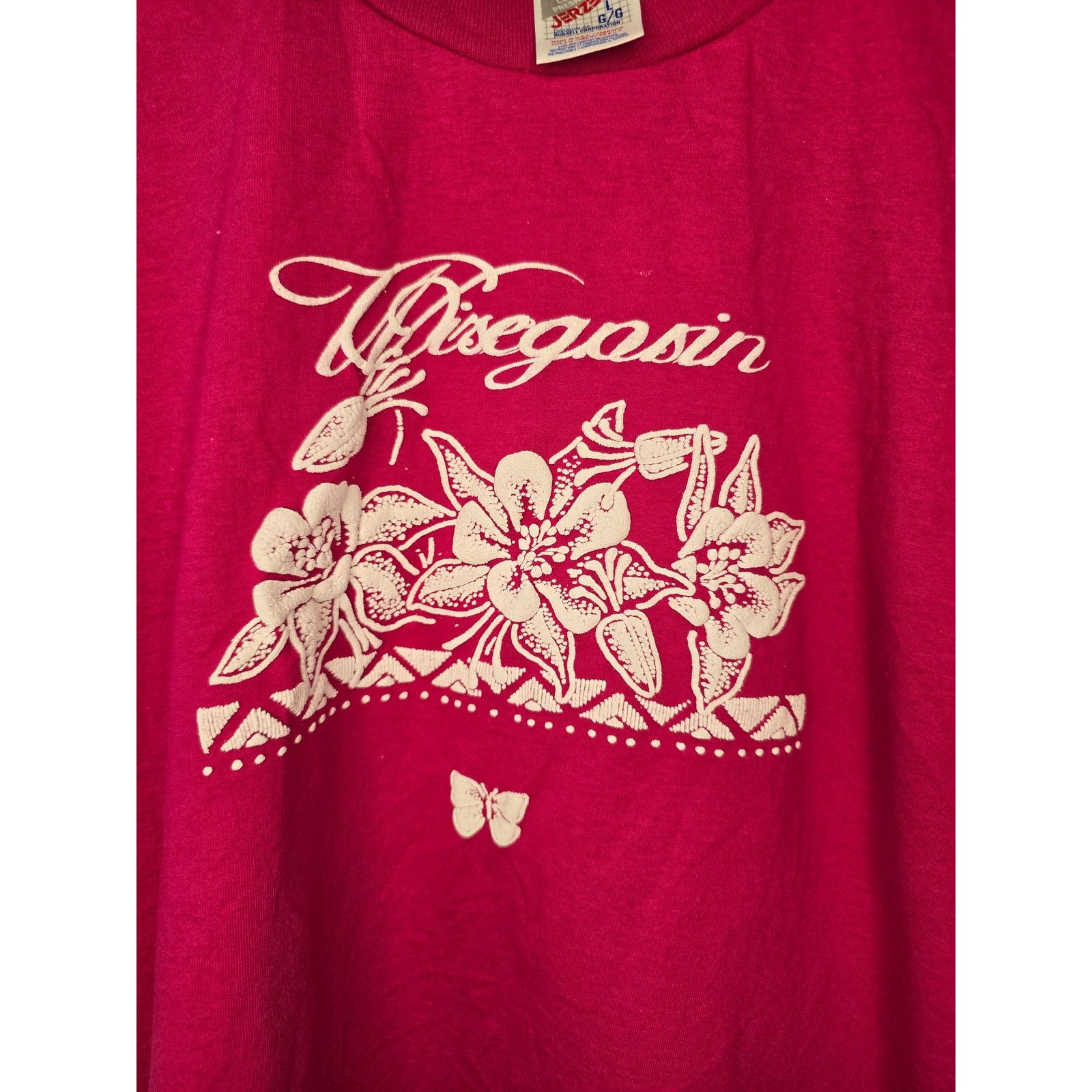 Jerzees × Vintage Vintage Test Print Shirt Pink L Floral OOAK Misprint Tee Size US L / EU 52-54 / 3 - 2 Thumbnail