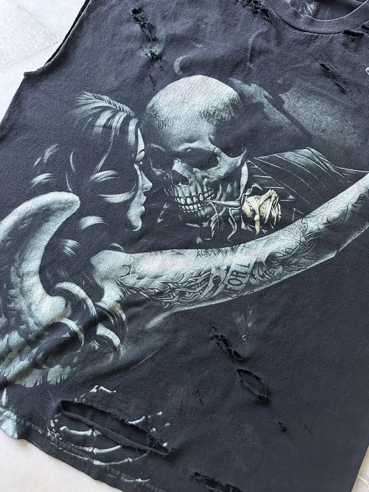 Japanese Brand OG ABEL SKULLS ART THRASHED TOP TANK SHIRT Size US XL / EU 56 / 4 - 2 Thumbnail