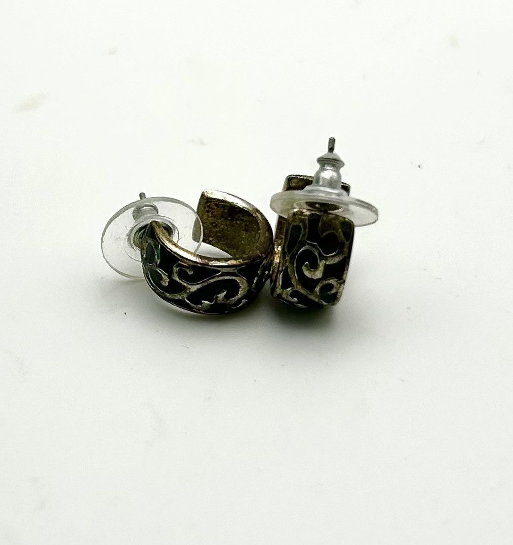 Other Vintage Silver Black Oxidized Swirl Hoop Earrings Size ONE SIZE - 1 Thumbnail
