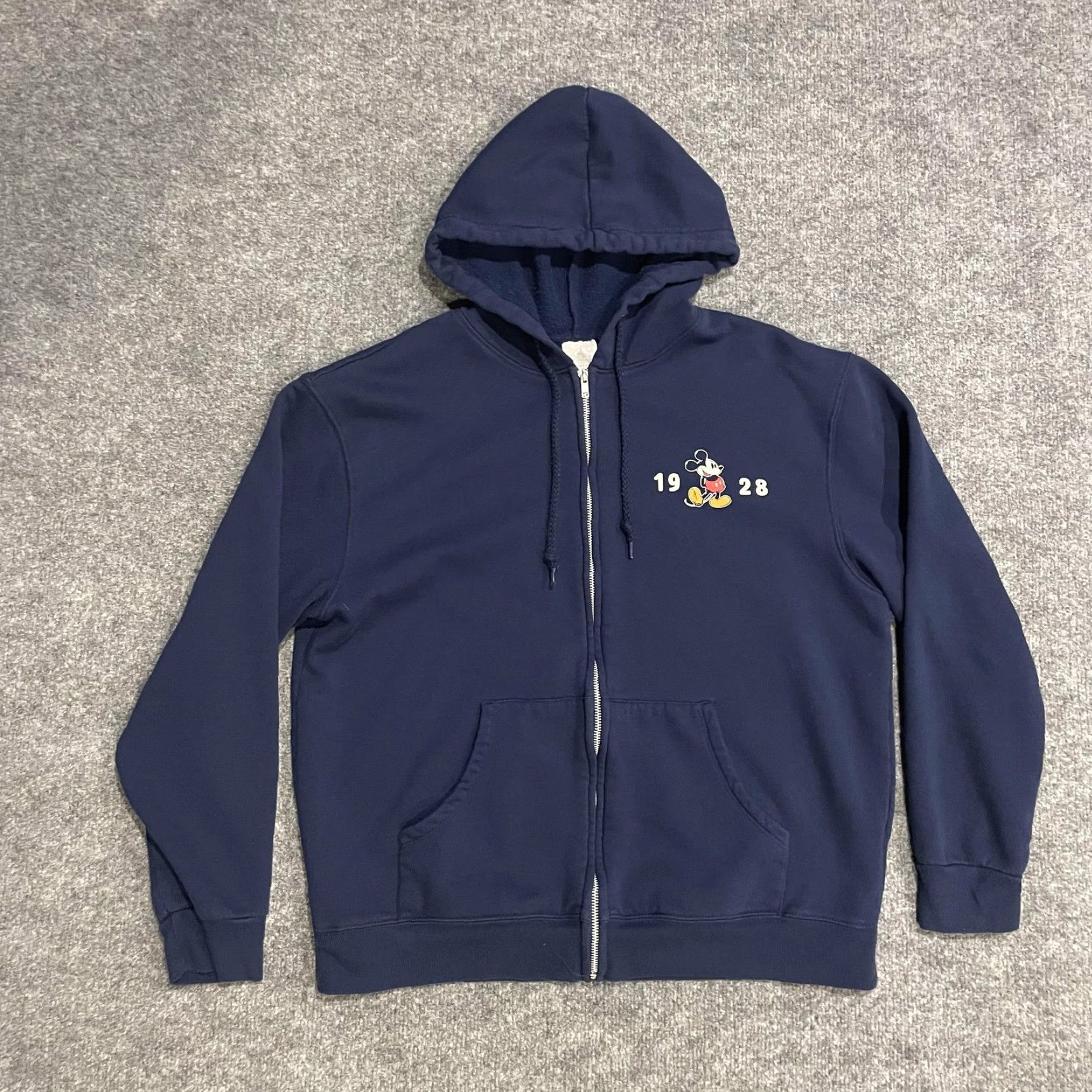 Disney Disney Disneyland Mickey Mouse Full Zip Hoodie Sweatshirt Adult M Navy Blue Fleece Back Graphic Print Logo Zipper Mens Sportswear Size US M / EU 48-50 / 2 - 2 Thumbnail