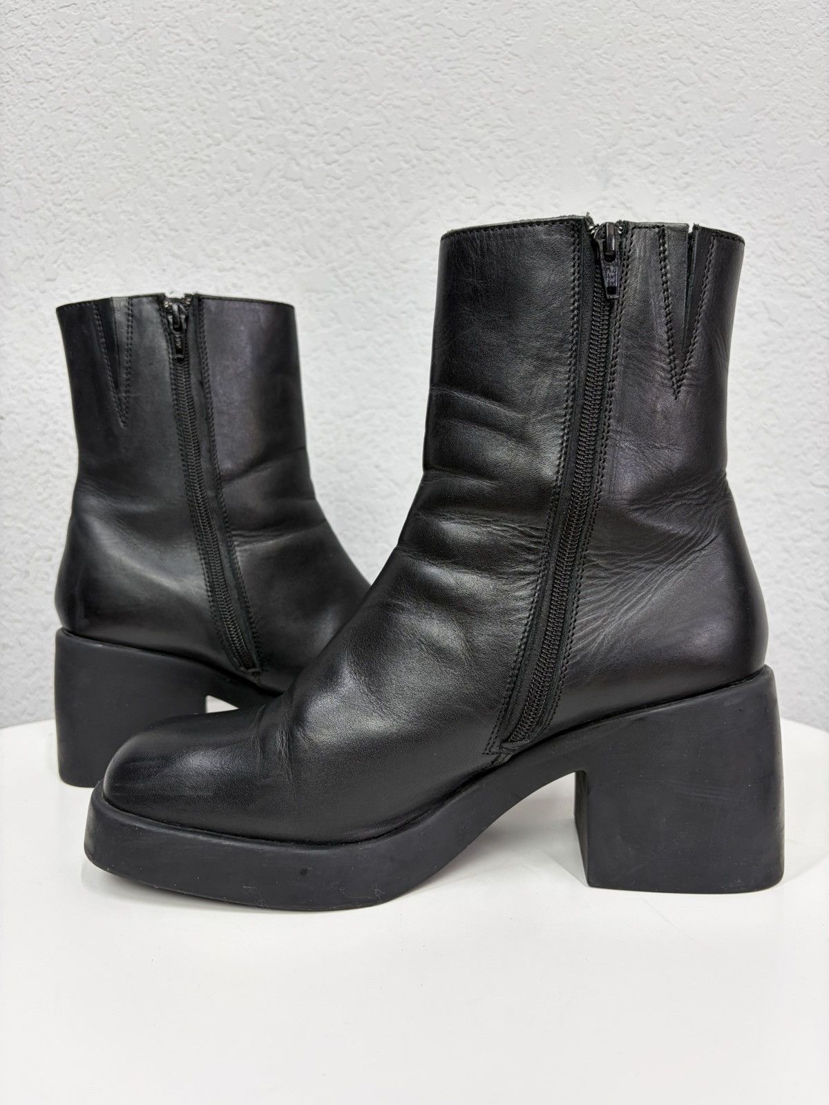 Hedi Slimane Vintage Italian AS 98 Rick Owens Style Leather Biker Boots Size US 8.5 / EU 41-42 - 11 Thumbnail