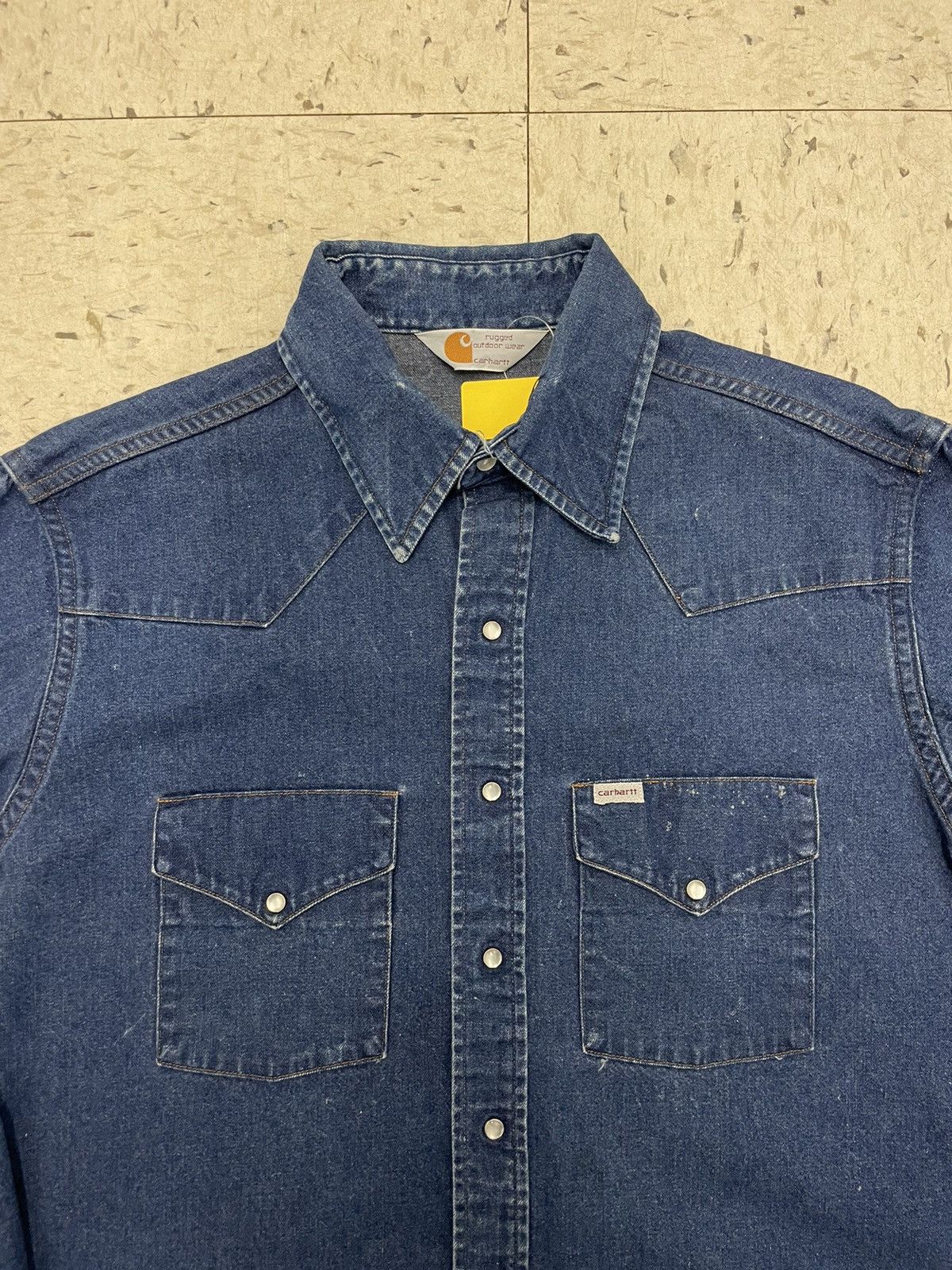 Carhartt × Vintage Pearl Snap Denim Western Shirt Dark Wash Size US XL / EU 56 / 4 - 2 Thumbnail
