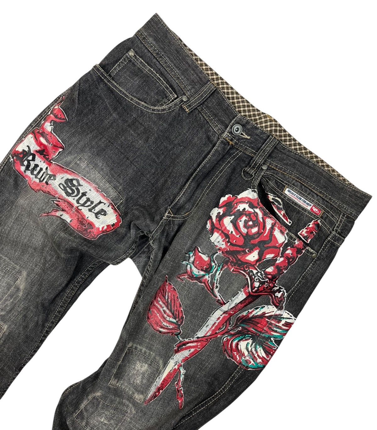 Japanese Brand Nicole Club For Men Patchwork Painting Denim Jeans Size US 33 - 11 Thumbnail