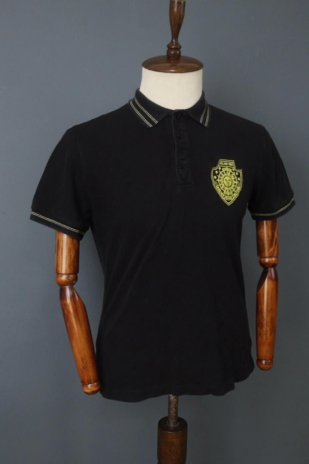 Versace Versace Black Cotton Collared Popover Polo Shirt Size L Size US L / EU 52-54 / 3 - 7 Thumbnail