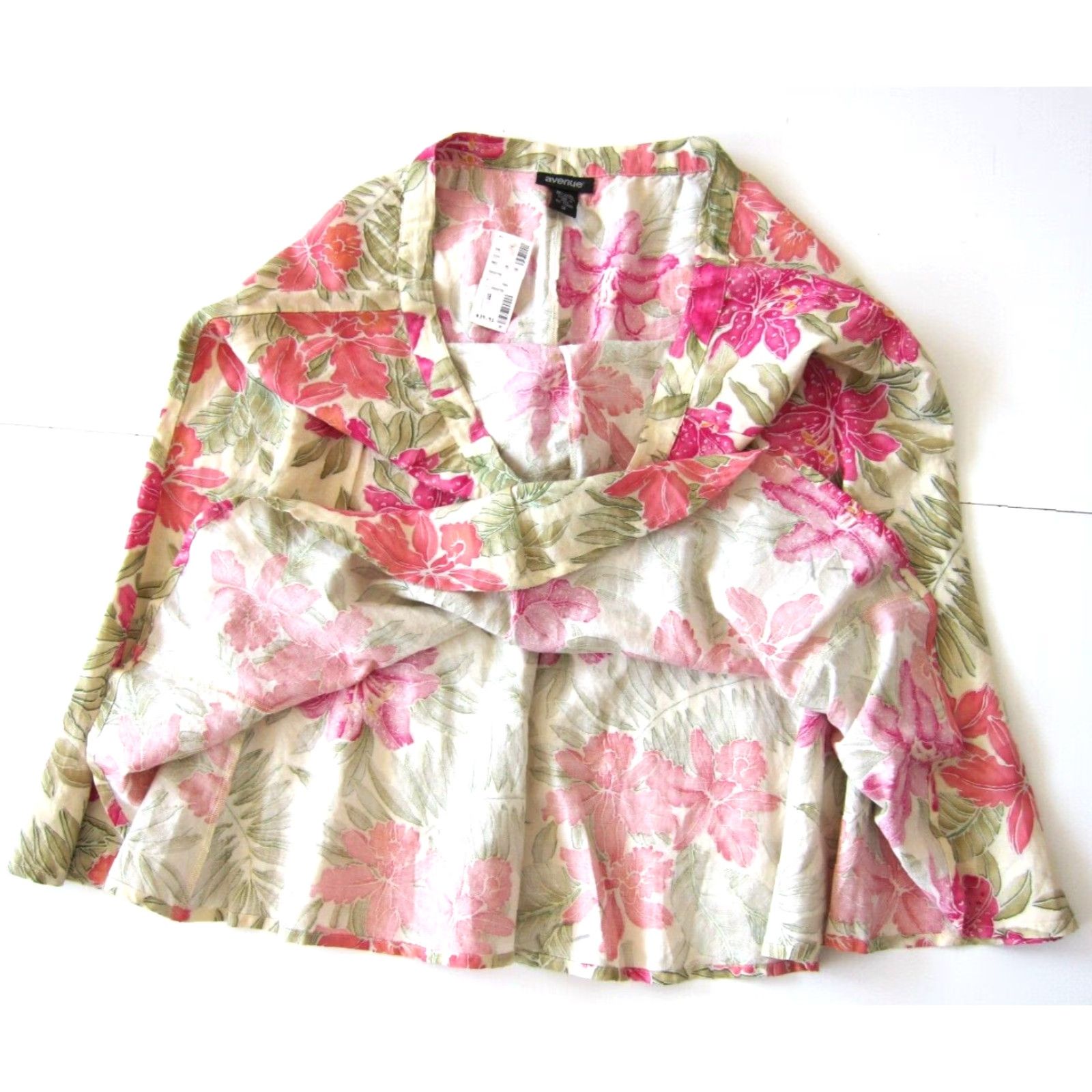 Avenue Avenue Skirt Women Size 18 Pink Linen Floral Midi A-Line NWT Size 40" / US 18 - 6 Thumbnail