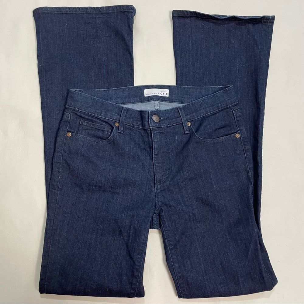 Loft Ann Taylor Loft Curvy Flare Dark Blue Denim Jeans Size 28 Size 28" / US 6 / IT 42 - 3 Thumbnail