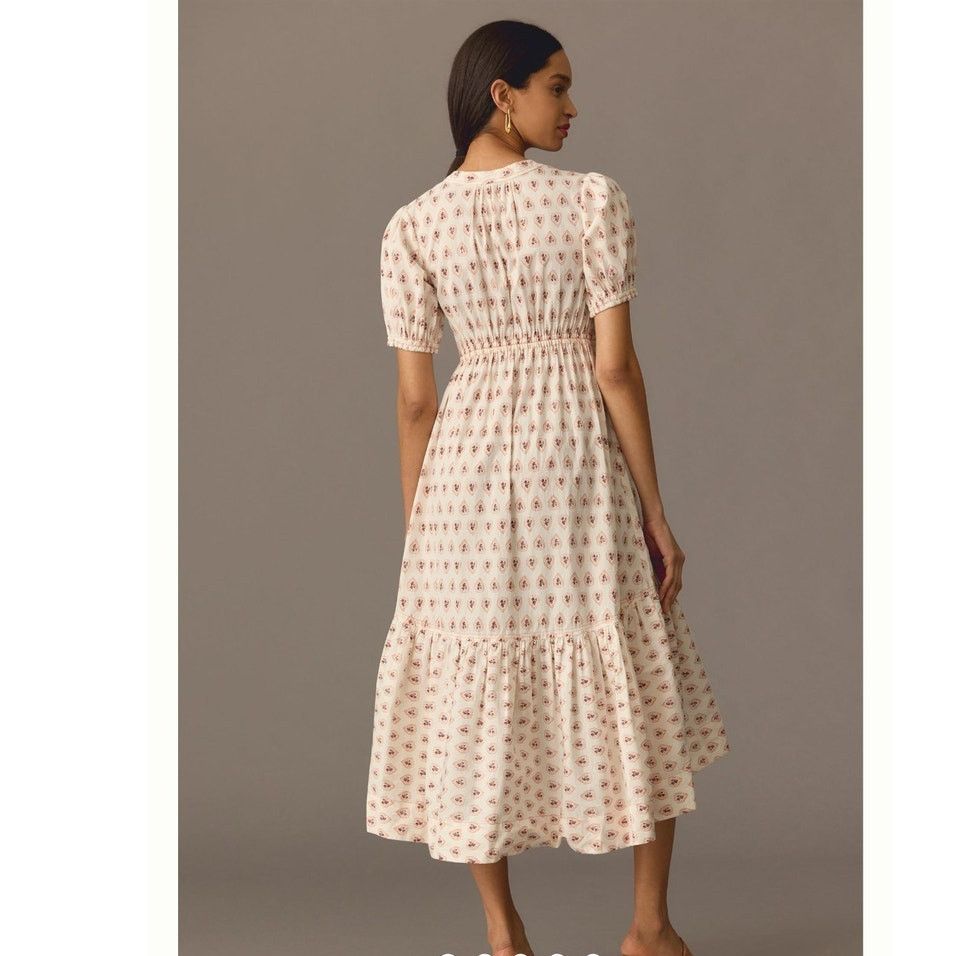 Anthropologie New By Anthropologie Printed Puff-Sleeve Dress $160 X-SMALL Size XS / US 0-2 / IT 36-38 - 2 Thumbnail