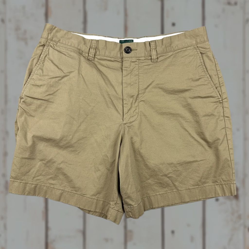 J.Crew J.CREW Men Beige Chino Shorts 33 Solid Cotton Stretch Flat Front Size US 33 - 1 Thumbnail