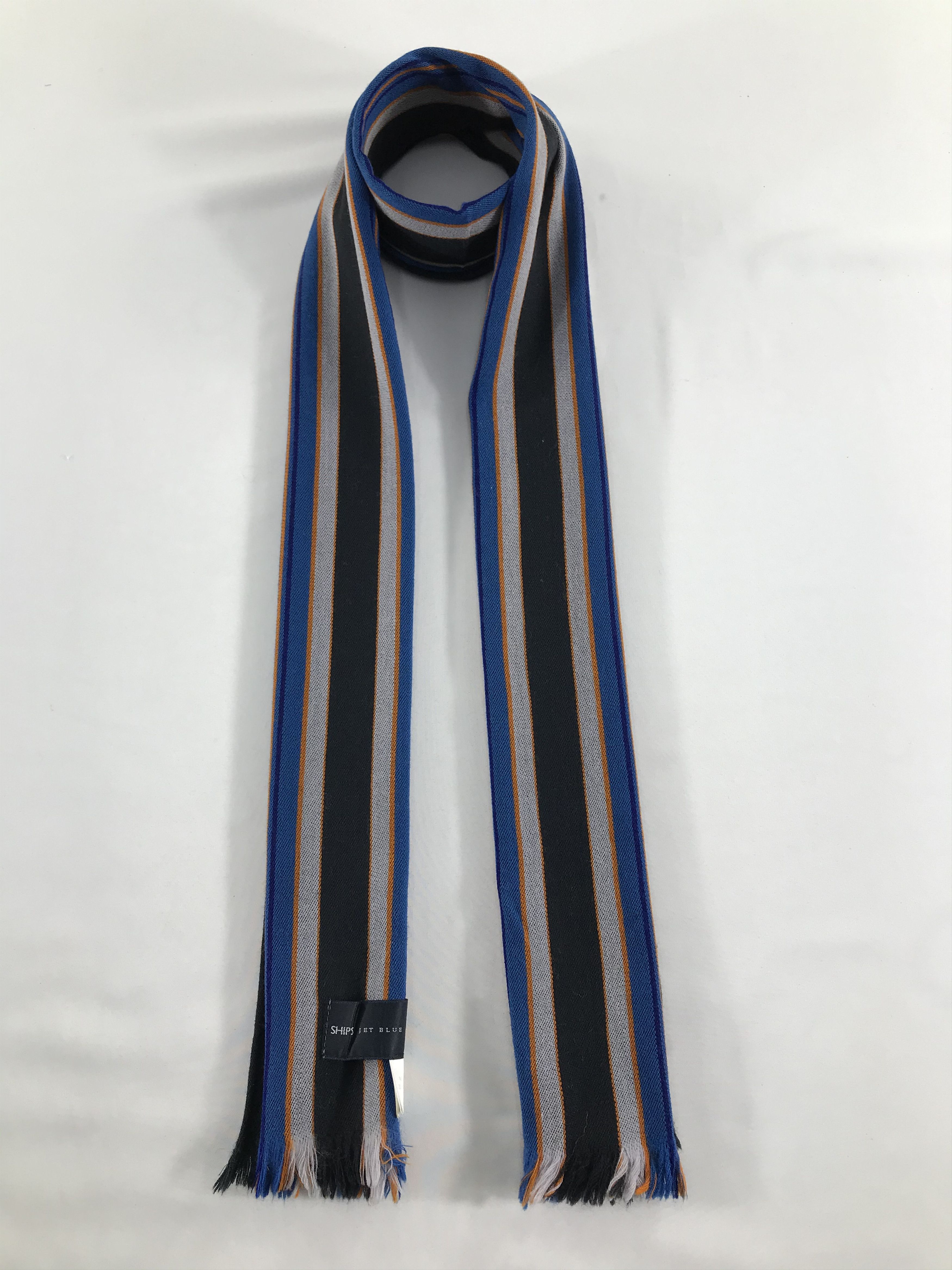 Ships Jet Blue Ships Jet Blue Striped Wool Scarf Muffler V237 Size ONE SIZE - 1 Thumbnail