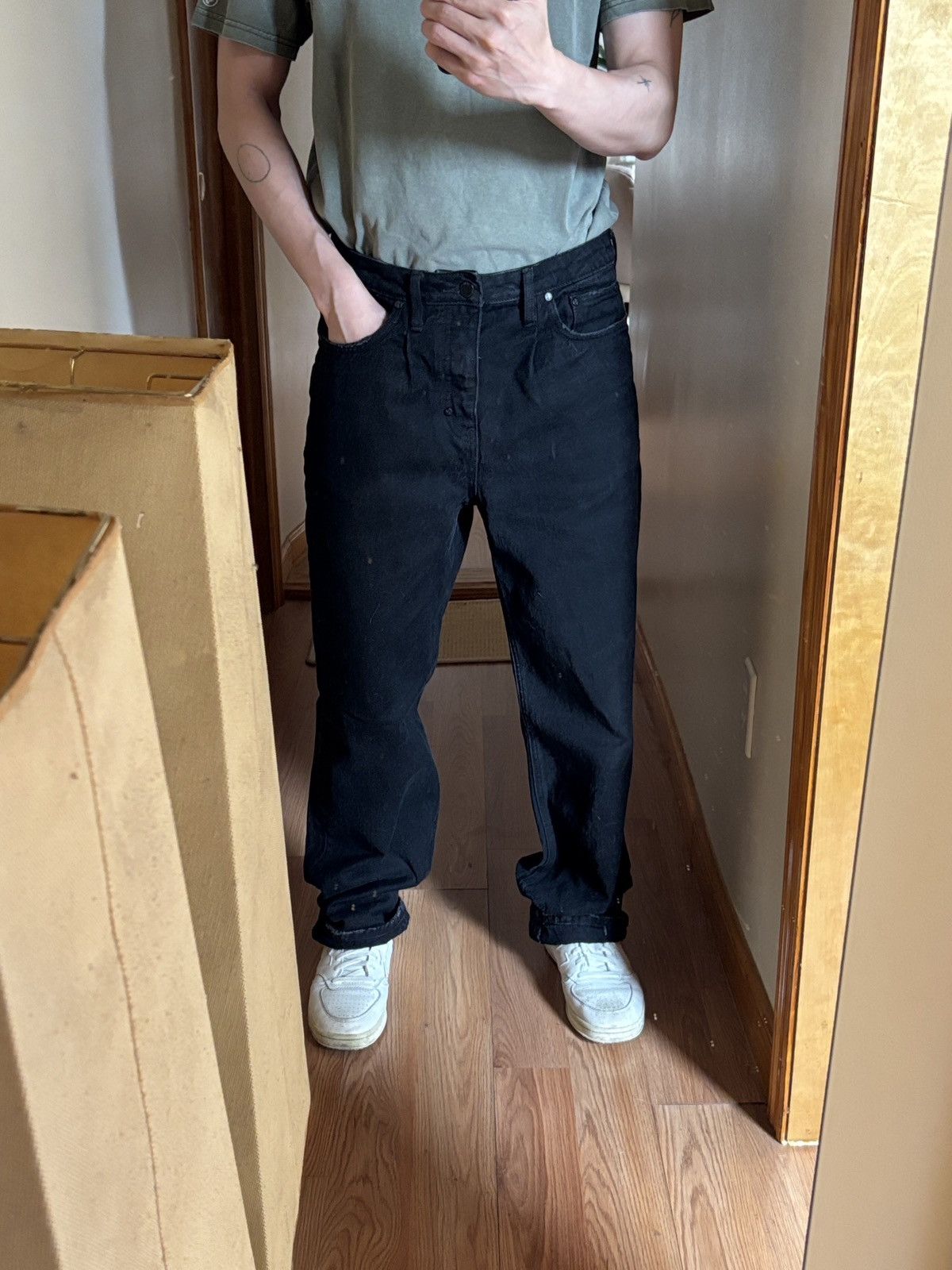 Prps PRPS Black Wide Leg Relaxed Denim Jeans Size US 31 - 8 Thumbnail