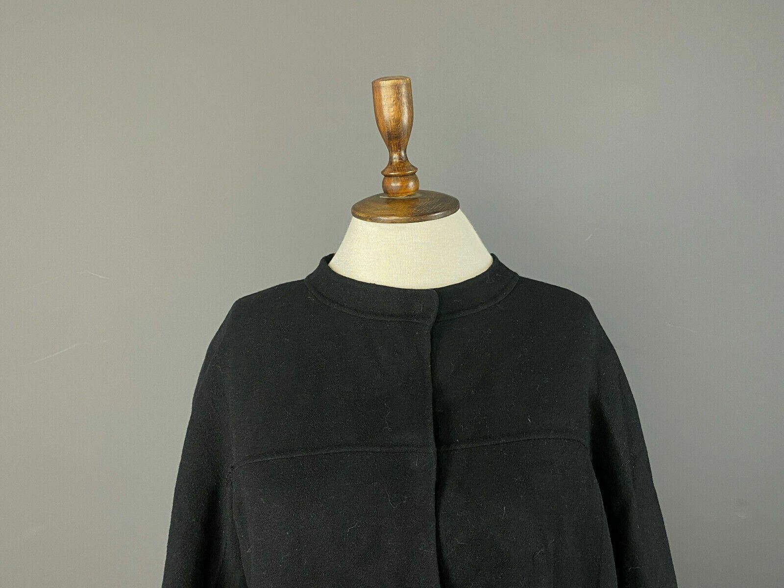 Designer Max Mara Cucito A Mano Black Wool Snap Coat Jacket Size 38 Size US M / EU 48-50 / 2 - 2 Thumbnail