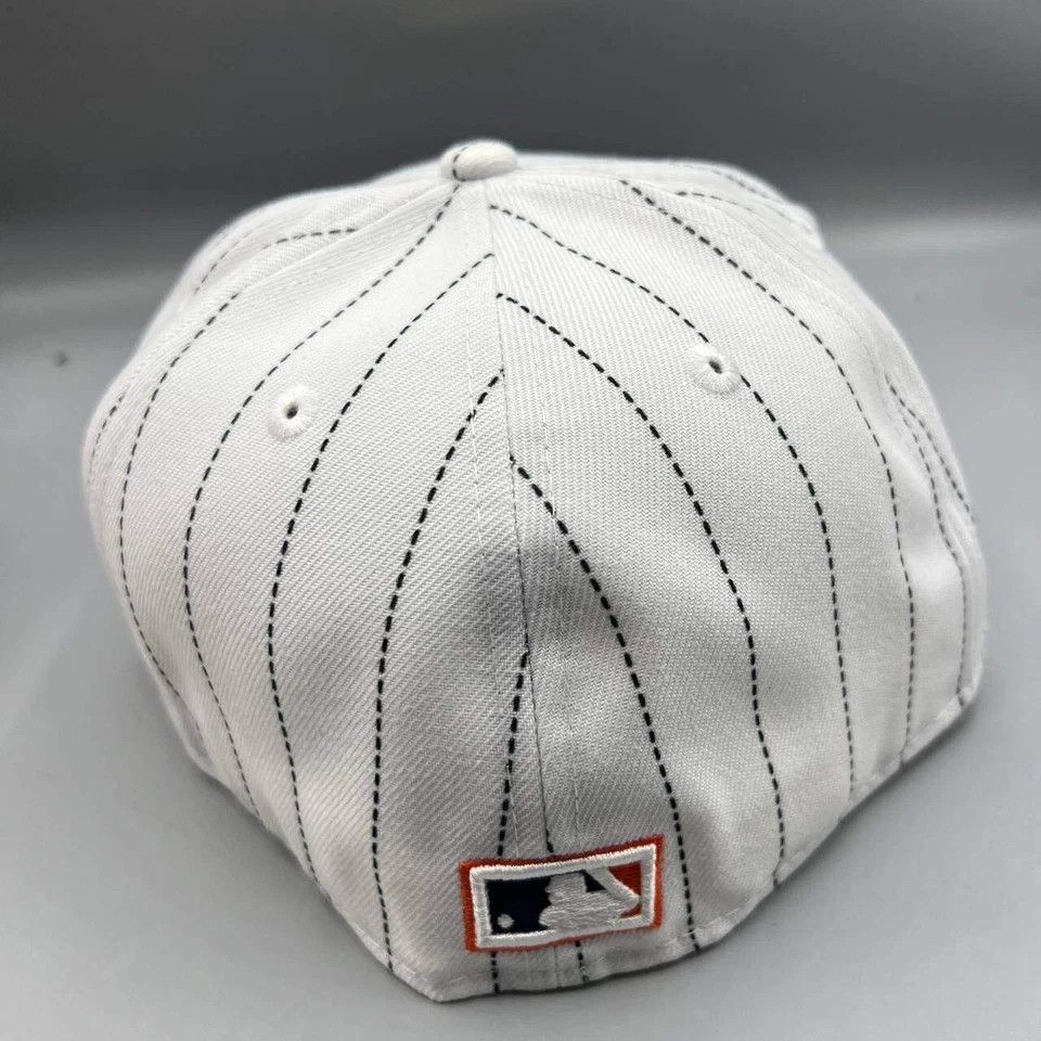 New Era New York Mets Hat Men 7 3/8 White Pinstripe MLB Fitted Cap Size ONE SIZE - 5 Thumbnail