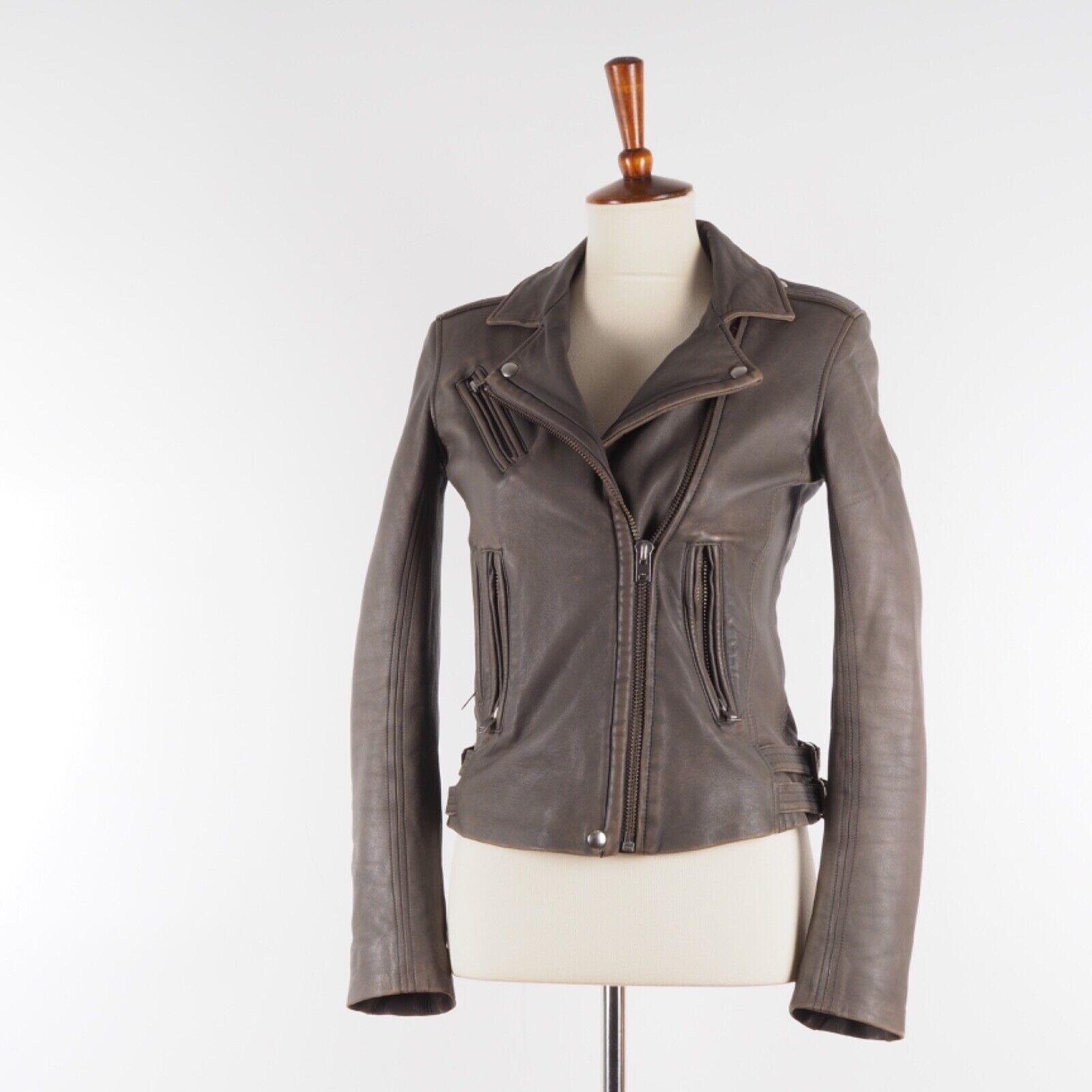 Iro IRO Han Faded Lambskin Leather Biker Jacket Size S / US 4 / IT 40 - 2 Thumbnail