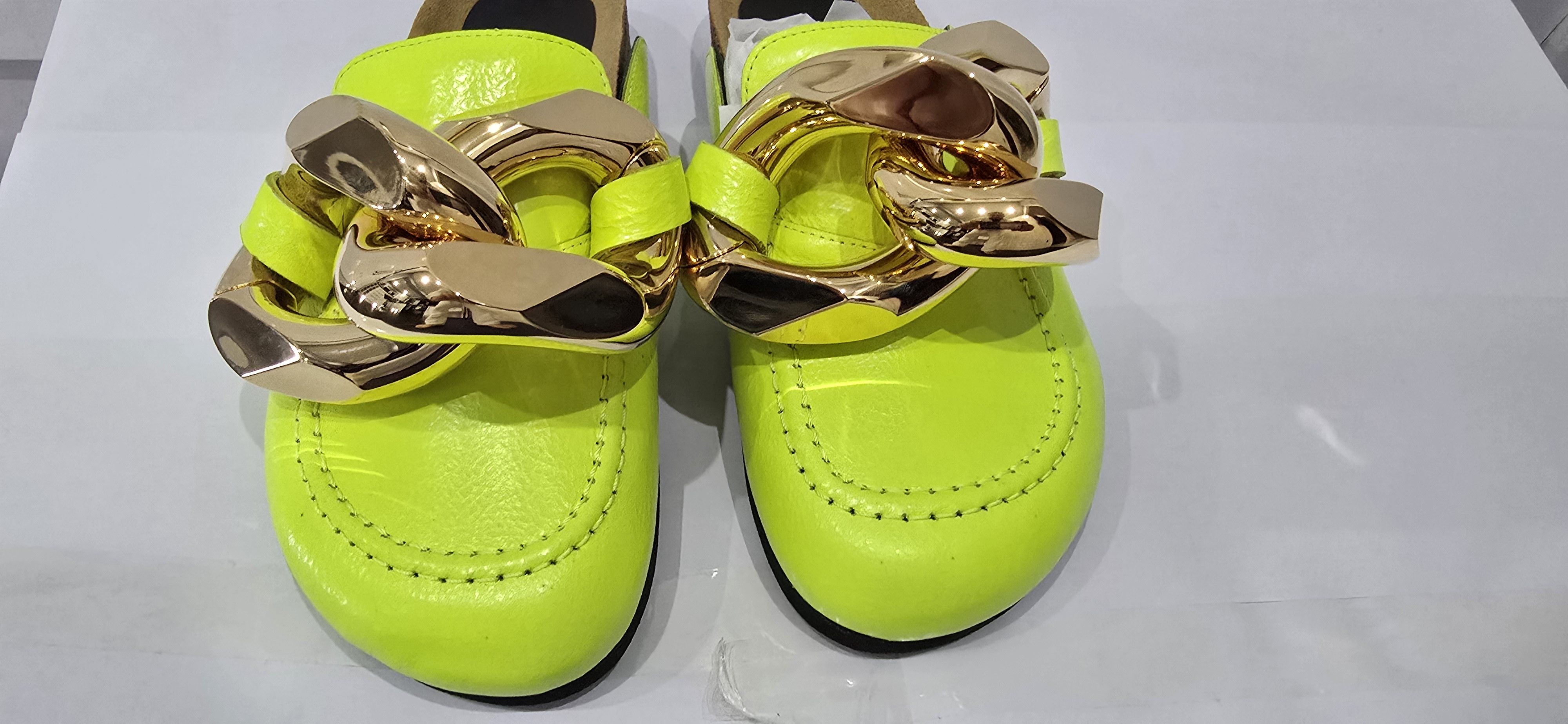 JW Anderson Chain Loafer Mule Neon Green Leather Authentic RRP $595 Size US 6 / IT 36 - 2 Thumbnail