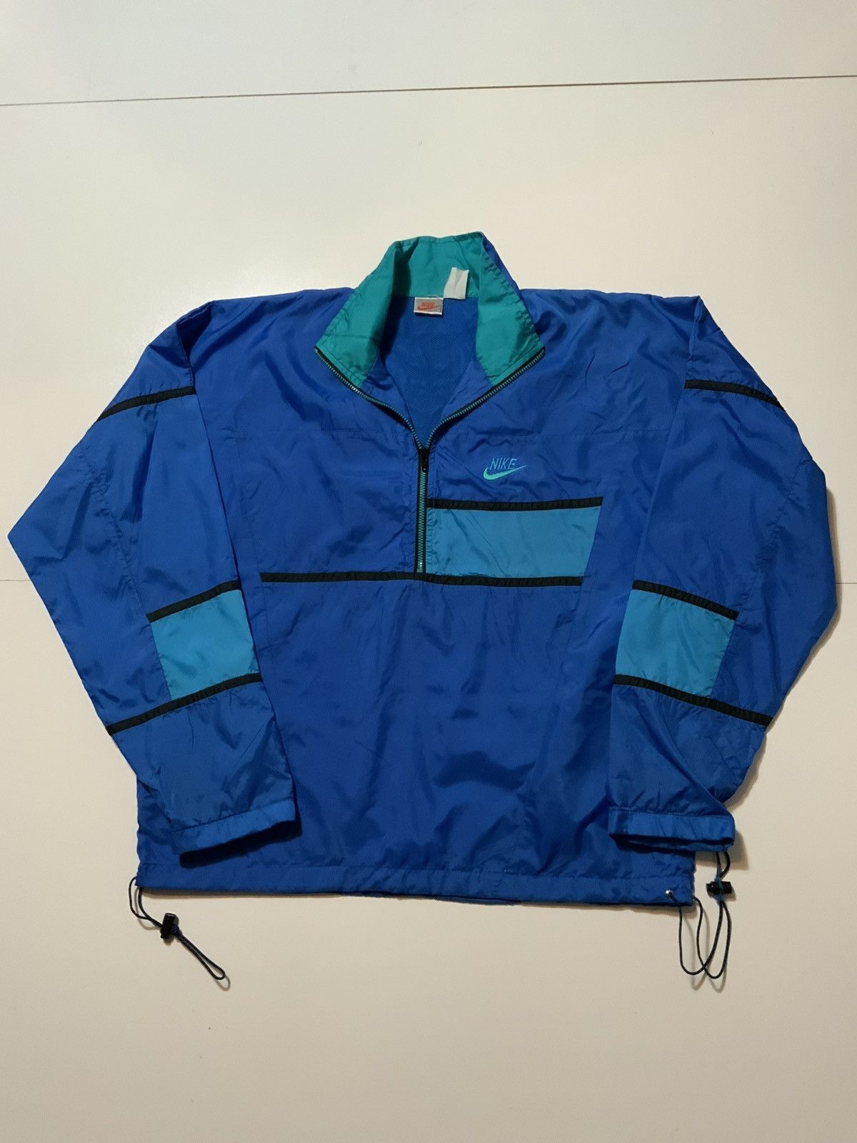 Nike × Vintage VTG 90s Nike Gray Tag Windbreaker 1/4 Zip Pullover Jacket Size US M / EU 48-50 / 2 - 1 Thumbnail