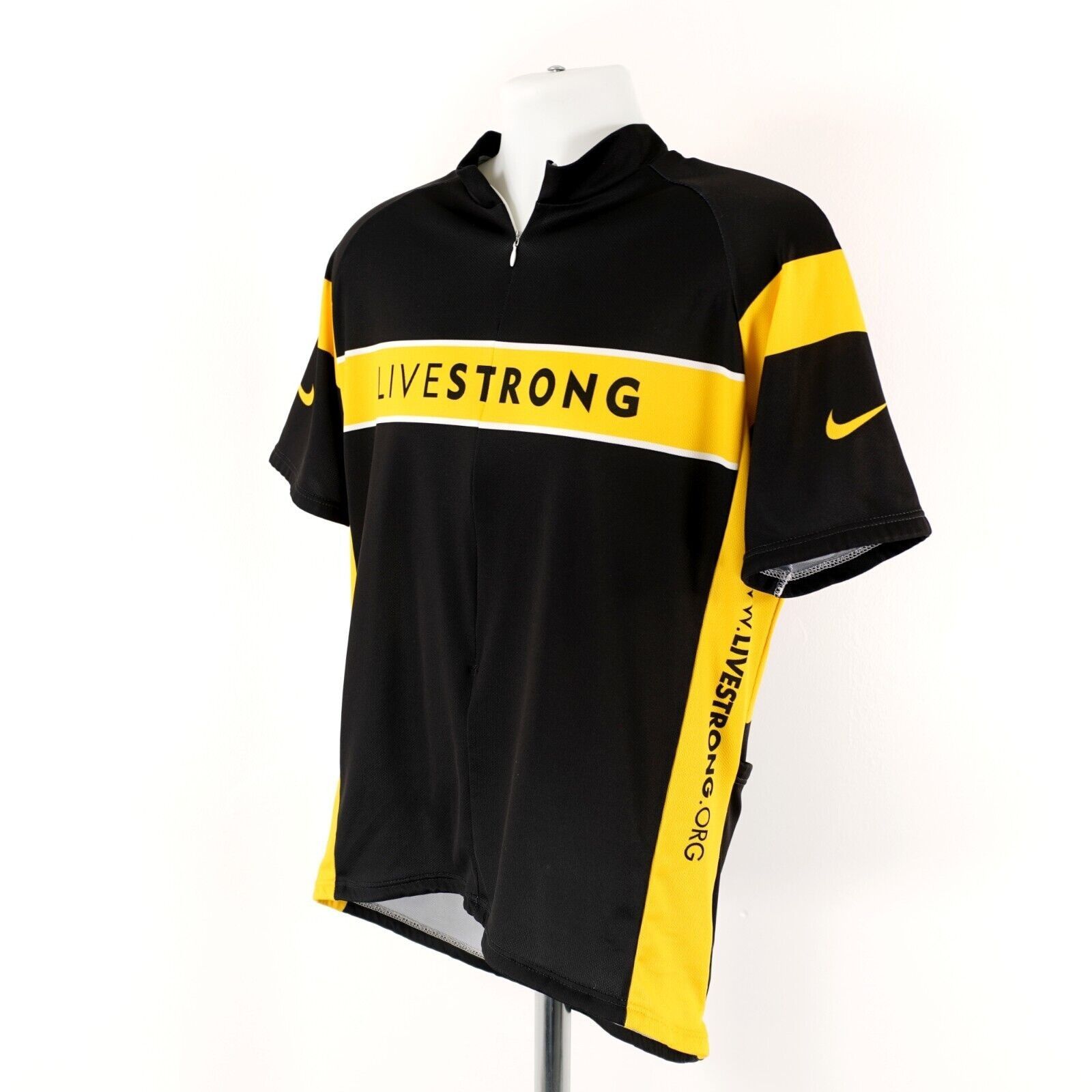 Vintage Nike Livestrong Black Yellow Polyester Mock Neck Cycling Jer Size US L / EU 52-54 / 3 - 6 Thumbnail