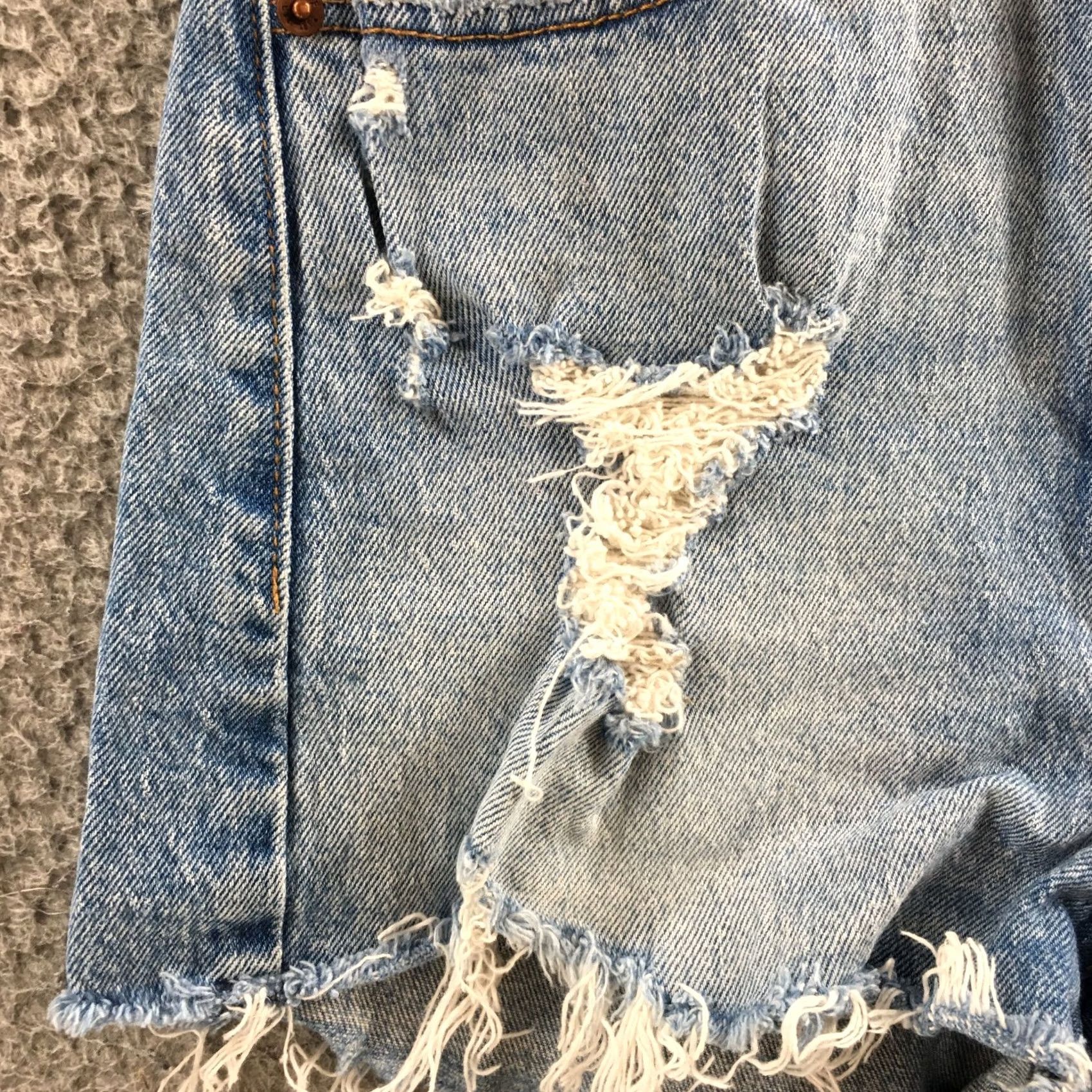Abercrombie & Fitch Abercrombie & Fitch Mom Short Womens 26/2 Blue High Rise Zip Fly -- 27x2.5 Denim 5-Pocket Regular Mens? Size 26" / US 2 / IT 38 - 5 Thumbnail