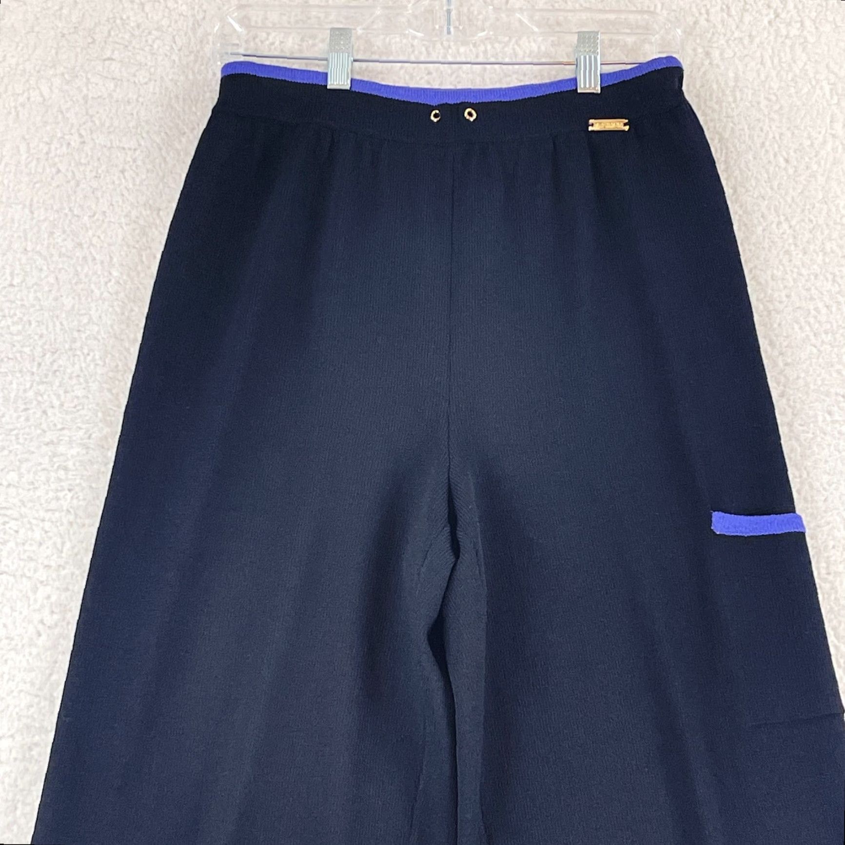Vintage VINTAGE St. John Sport Pants Women Small Black Knit Wide-Leg Pull On USA 90s Size 28" / US 6 / IT 42 - 3 Thumbnail