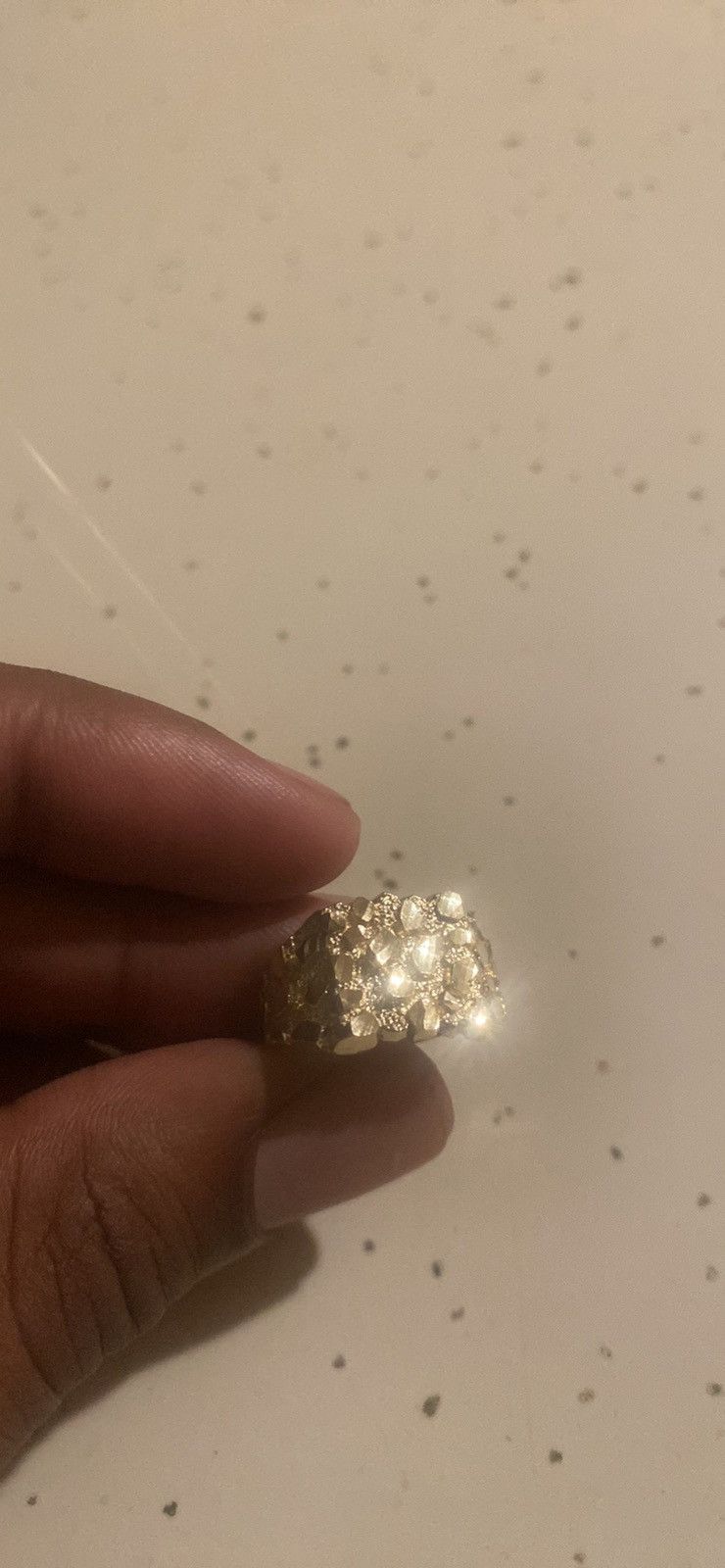 image of Real 10K Gold Nugget Ring, Men's (Size 34)