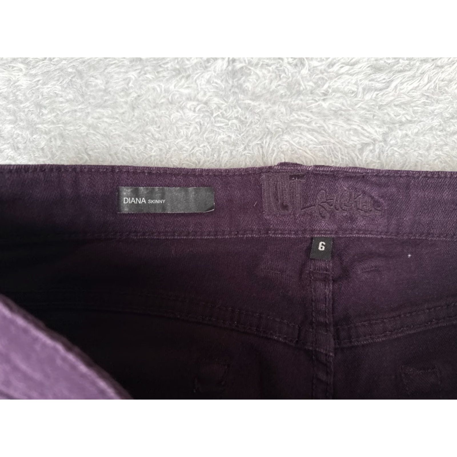 Vintage KUT from the Kloth Diana Skinny Jeans Women 6 Purple Low Rise 30x30 Cotton Blend Denim 5-Pocket Distressed Stretch Vintage No Size 28" / US 6 / IT 42 - 6 Thumbnail