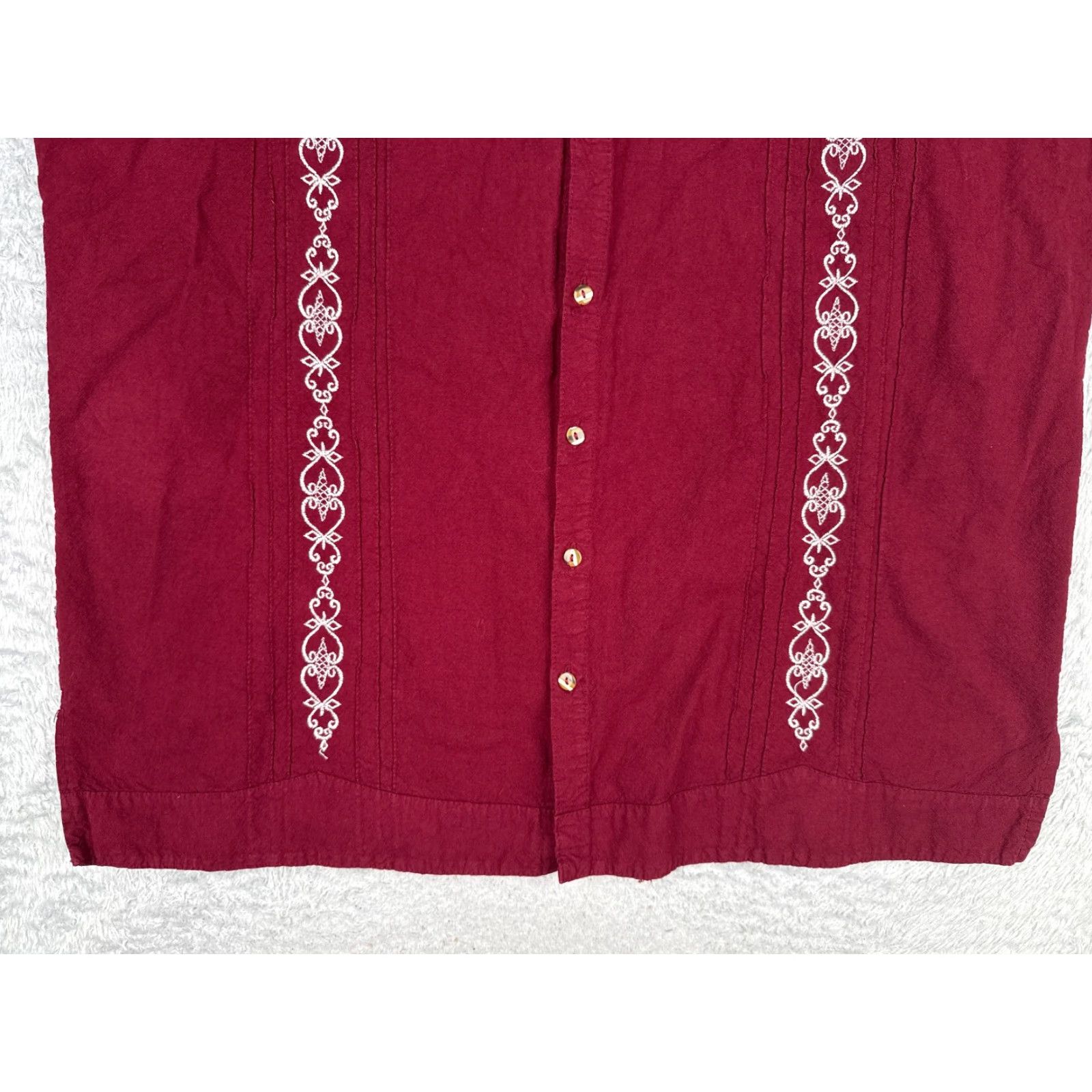 Vintage Adi's Guayabera Shirt Men's 42 Red Short Sleeve Button Embroidered 100% Cotton Aloha Beach Vacation Resort Size US XL / EU 56 / 4 - 5 Thumbnail