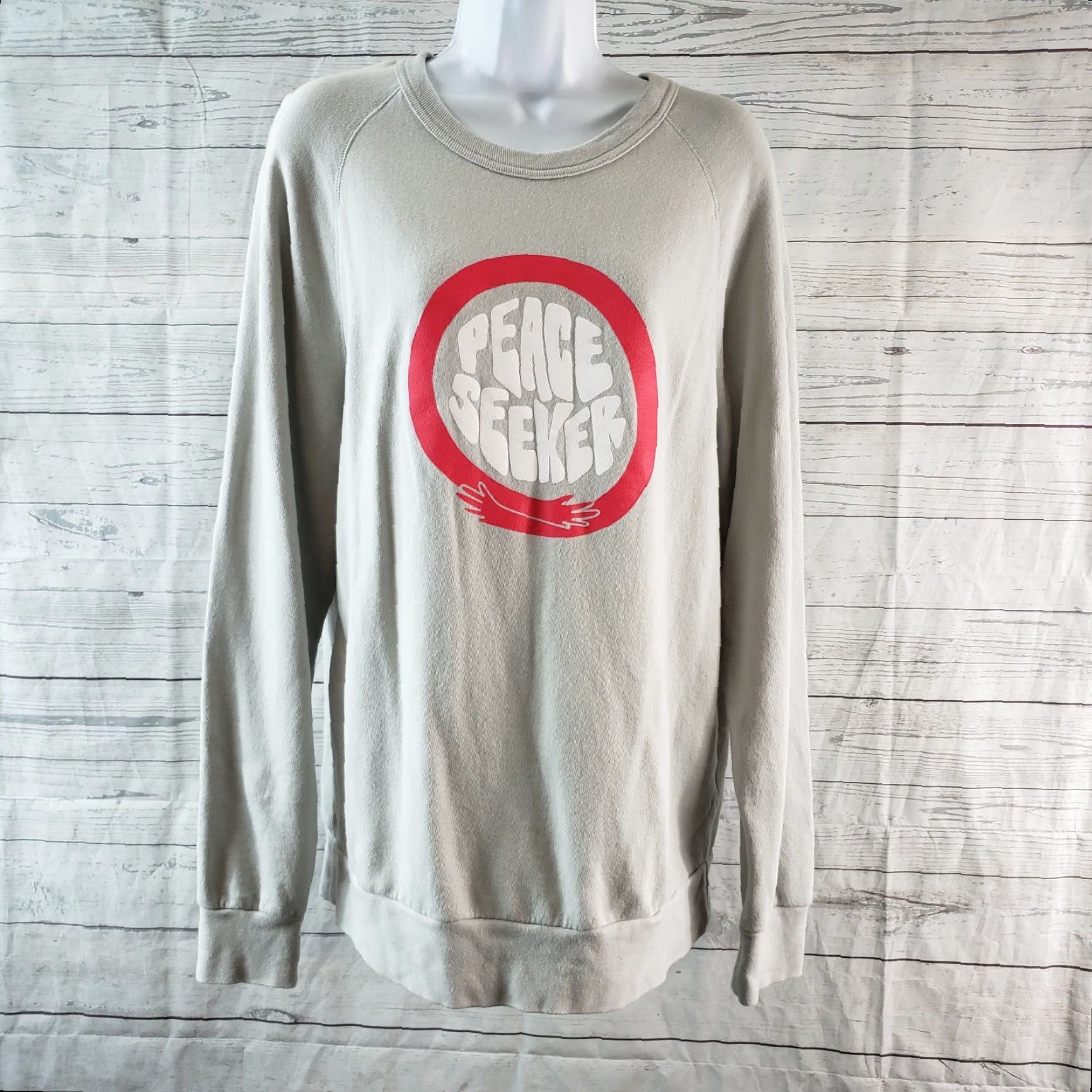 Vintage Seek Discomfort Mens Pullover Sweatshirt Sz M Gray Long Sleeve Cotton Size US M / EU 48-50 / 2 - 2 Thumbnail