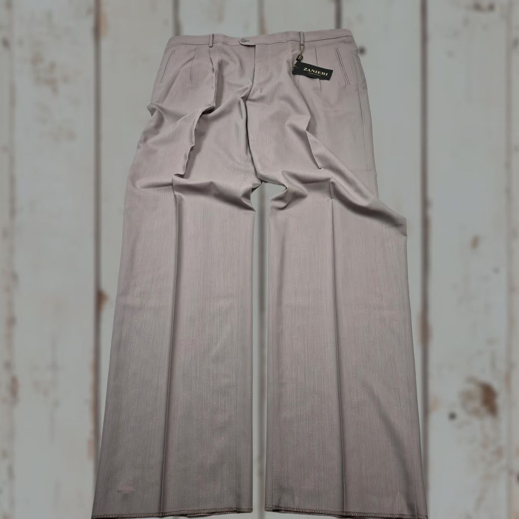 Vintage Zanieri Dress Pants Mens 46x37 Beige Wool Pleated Straight Unhemmed Italy NWT Size US 30 / EU 46 - 1 Thumbnail