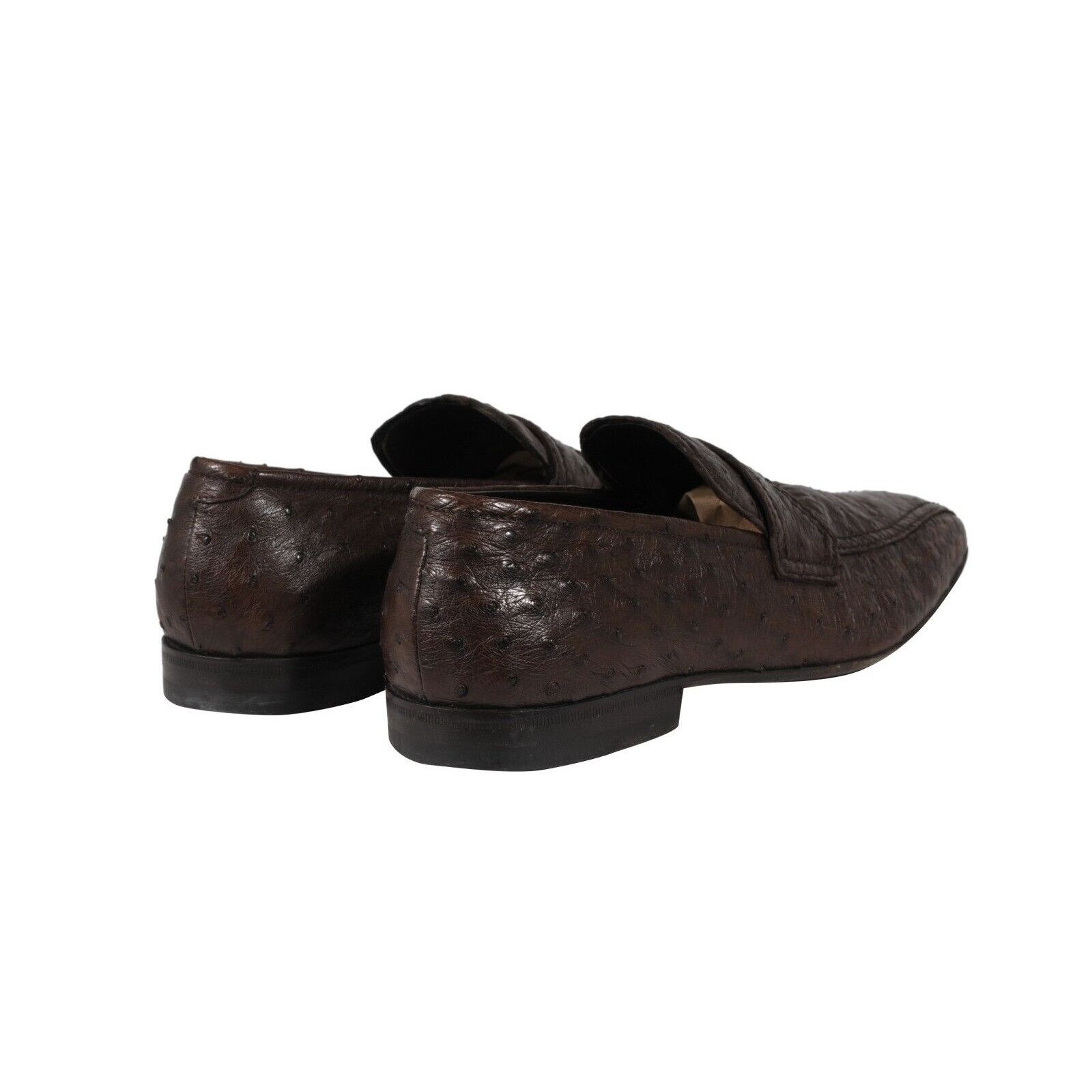 Prada Penny Loafers Brown Ostrich Leather Slip On - 02476 Size US 8 / EU 41 - 7 Thumbnail