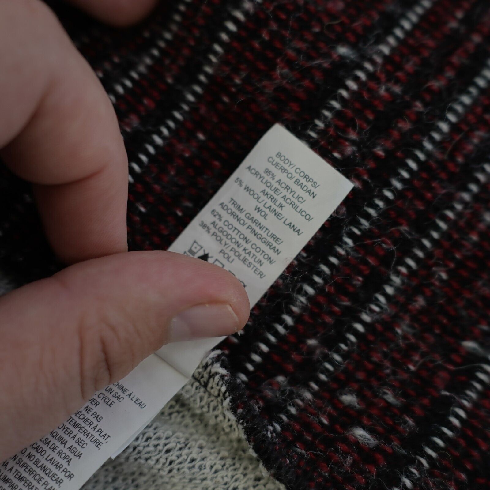 Lucky Brand Lucky Brand Patchwork Heather Gray Red Cardigan Sweater Larg Size L / US 10 / IT 46 - 8 Thumbnail