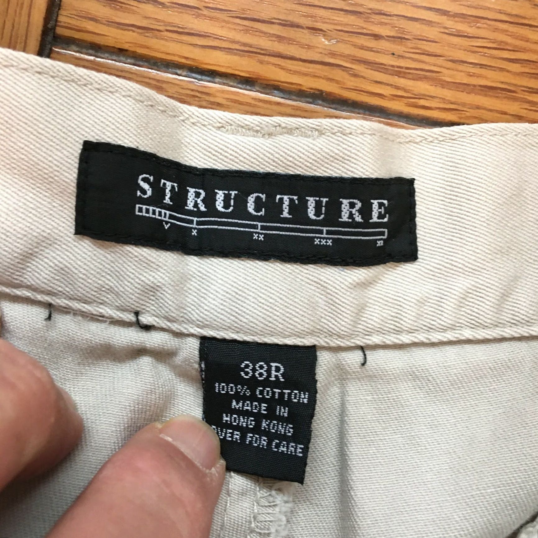 Vintage Structure Dress Pants Men Beige 38R Slim Flat Front Inseam 31 Casual 100% Cotton US Seller Size US 38 / EU 54 - 8 Thumbnail