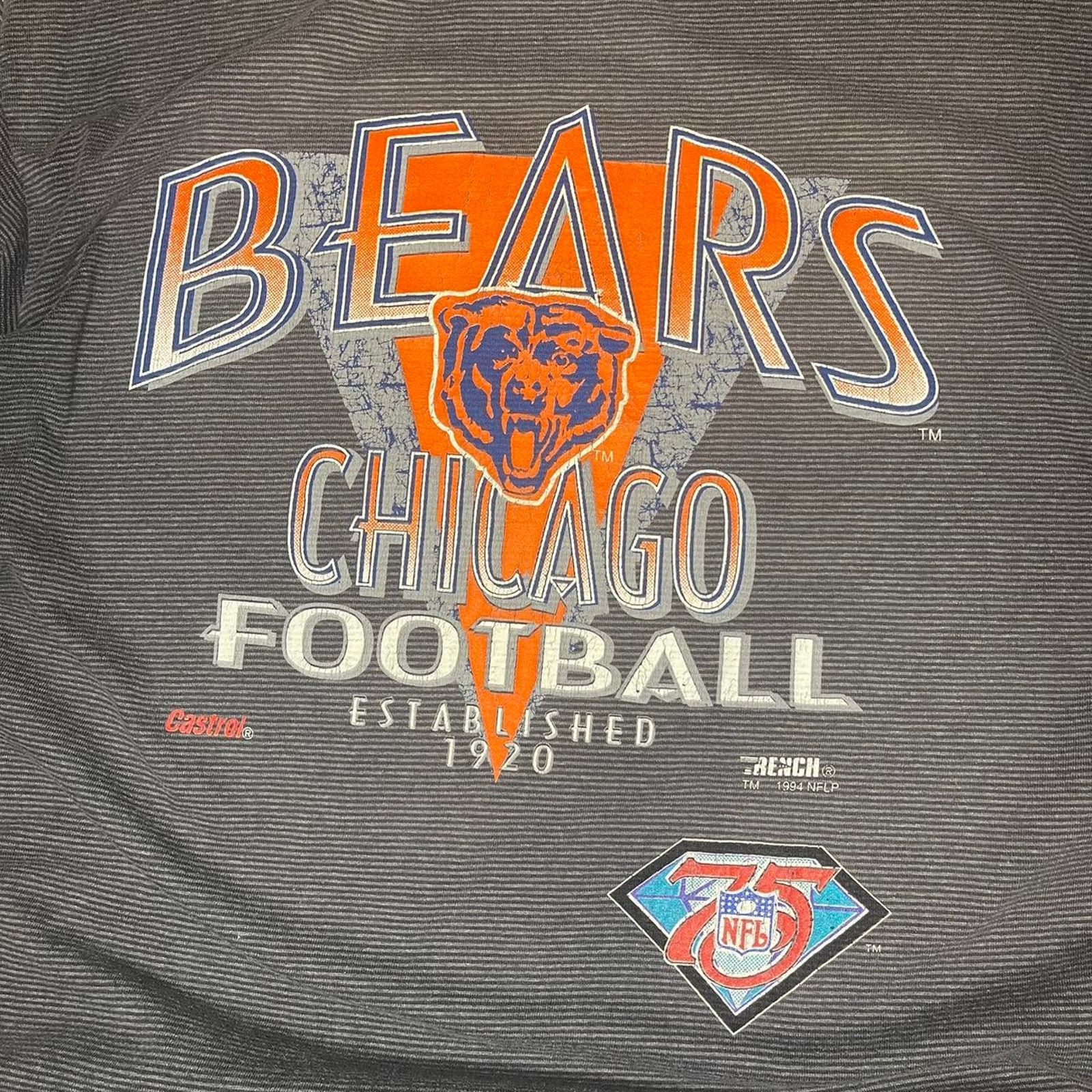 NFL × Vintage Vintage 1994 Chicago Bears Trench NFL Pinstriped Tee Size US XL / EU 56 / 4 - 2 Thumbnail