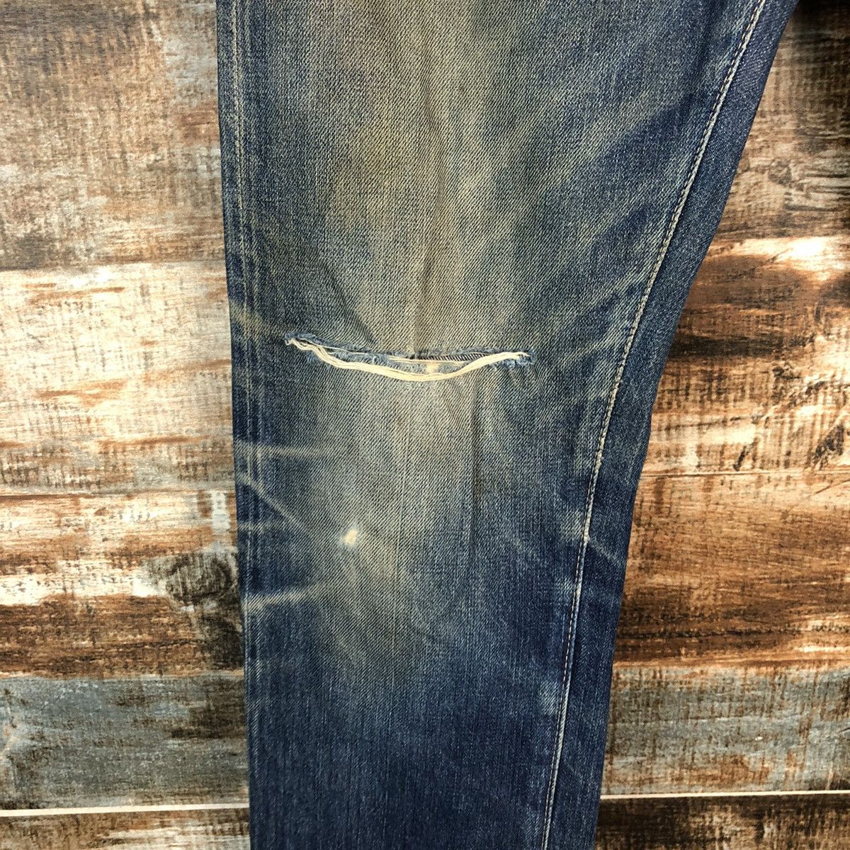 Levi's DLL Levis 505 Big E Blue Distressed Denim Pants #C133 Size US 30 / EU 46 - 9 Thumbnail