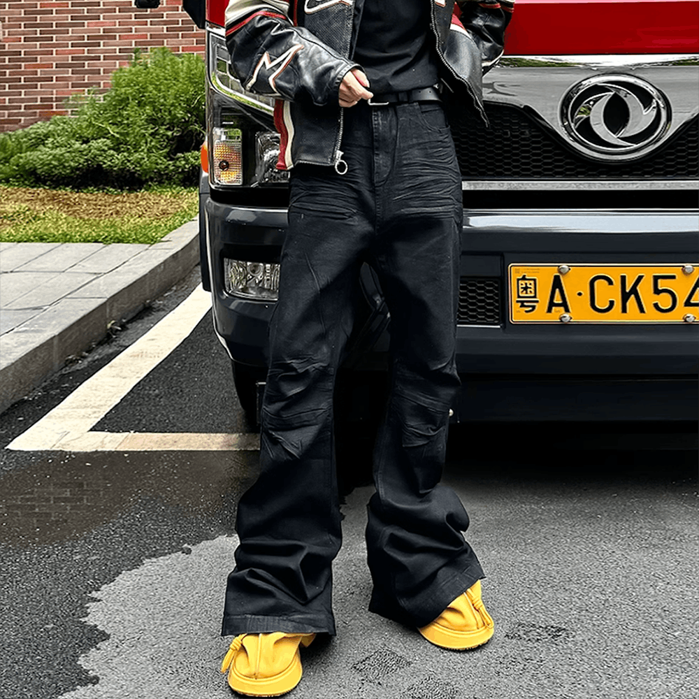 Japanese Brand × Jean Streetwear Black Glue Coated Boot Cut Unisex Size US 34 / EU 50 - 3 Thumbnail
